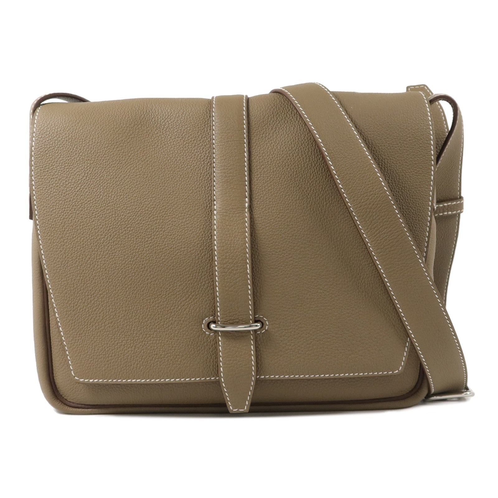HERMES Clemence皮革Steve Light Junior肩背袋Etoupe