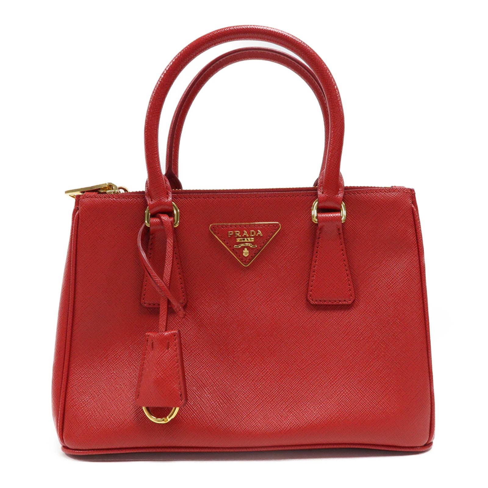 PRADA Saffiano皮革Galleria金扣手挽袋紅色