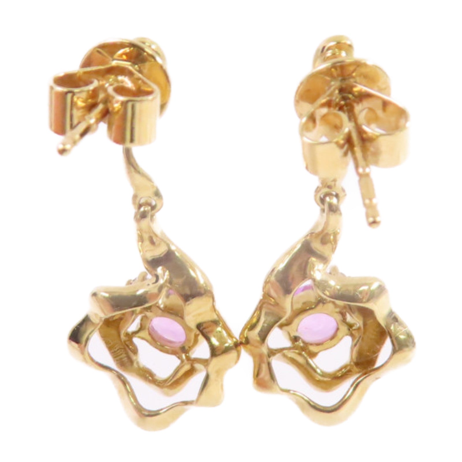 JEWELRY 18K黃金Pink Sapphire/Diamond Earrings0.664ct粉紅藍寶石/0.08ct鑽石耳環