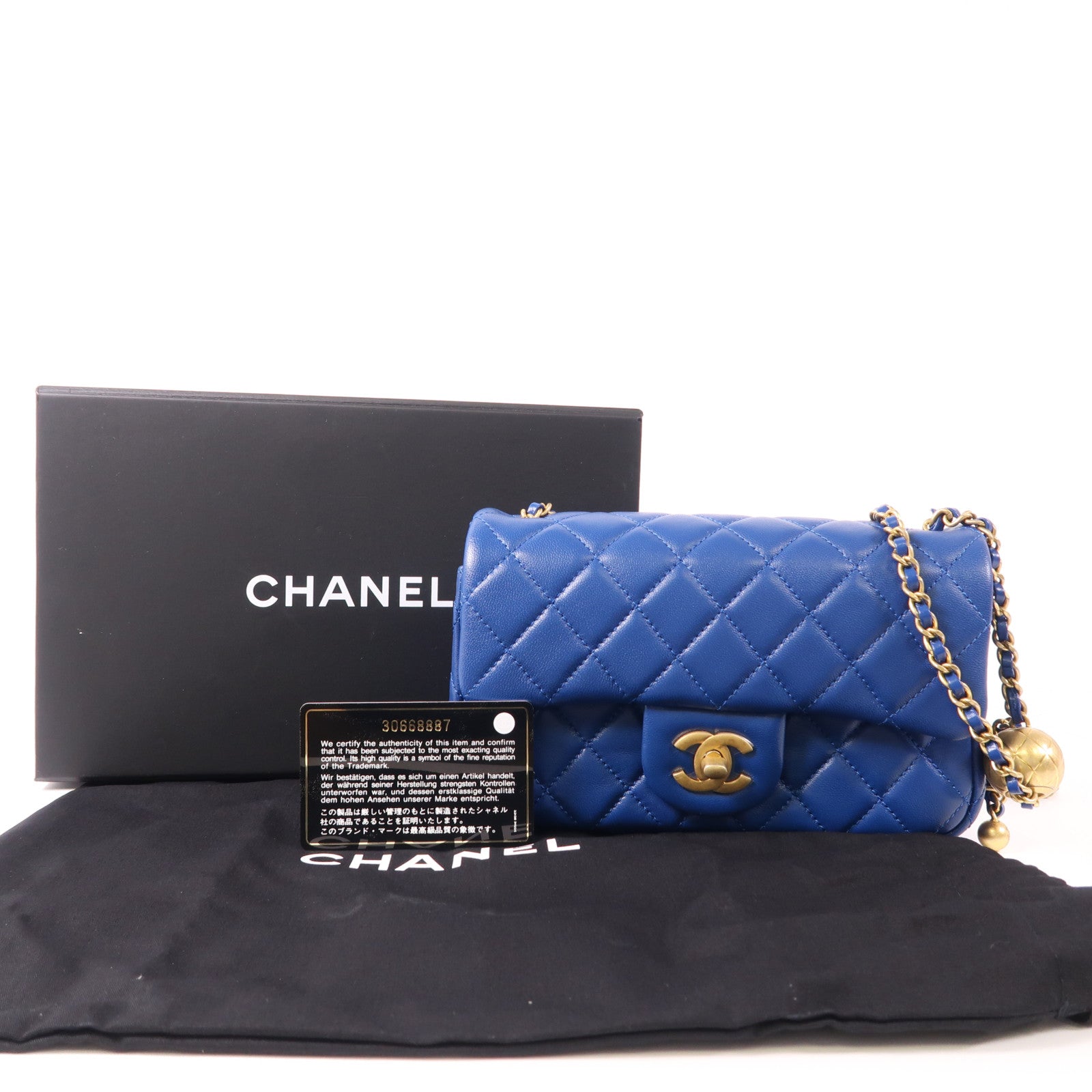 CHANEL 羊皮皮革Mini Classic 20金扣鏈帶肩背袋