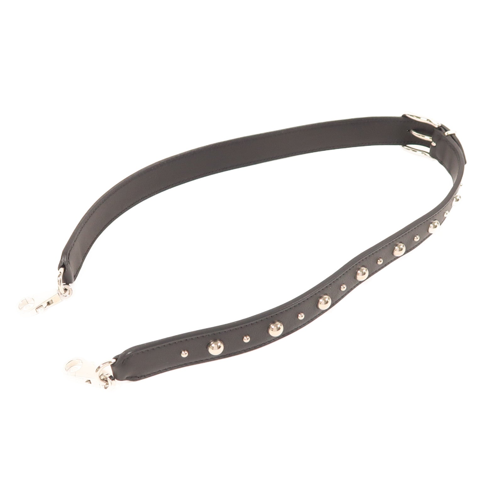 HERMES 皮革Strap銀扣肩背帶89 Noir