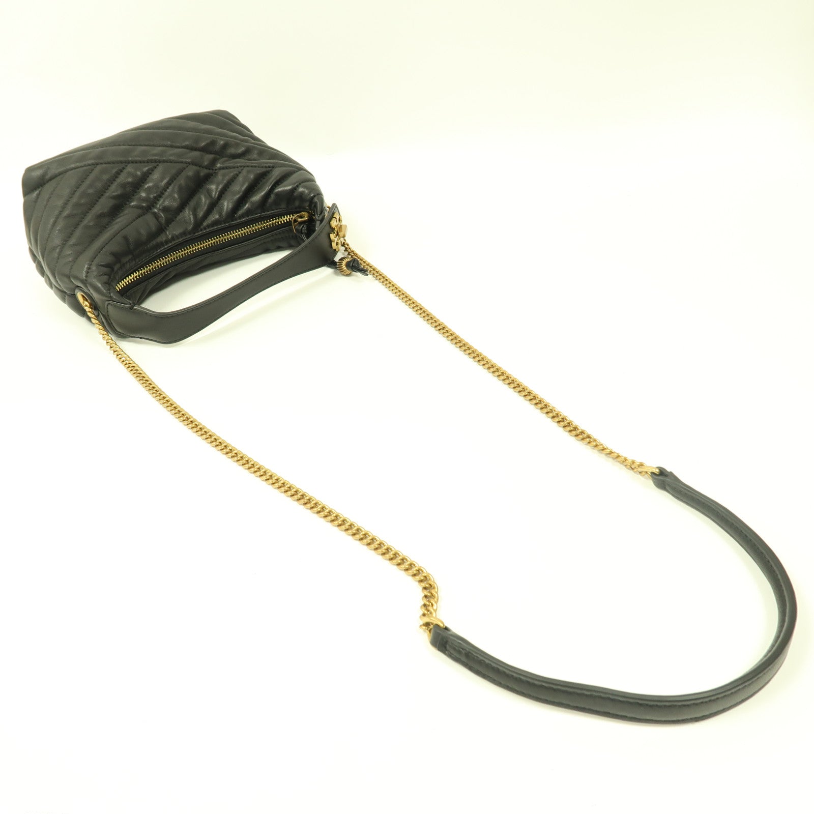 Tory Burch 羊皮皮革Shoulder Bag金扣手挽肩背兩用袋黑色