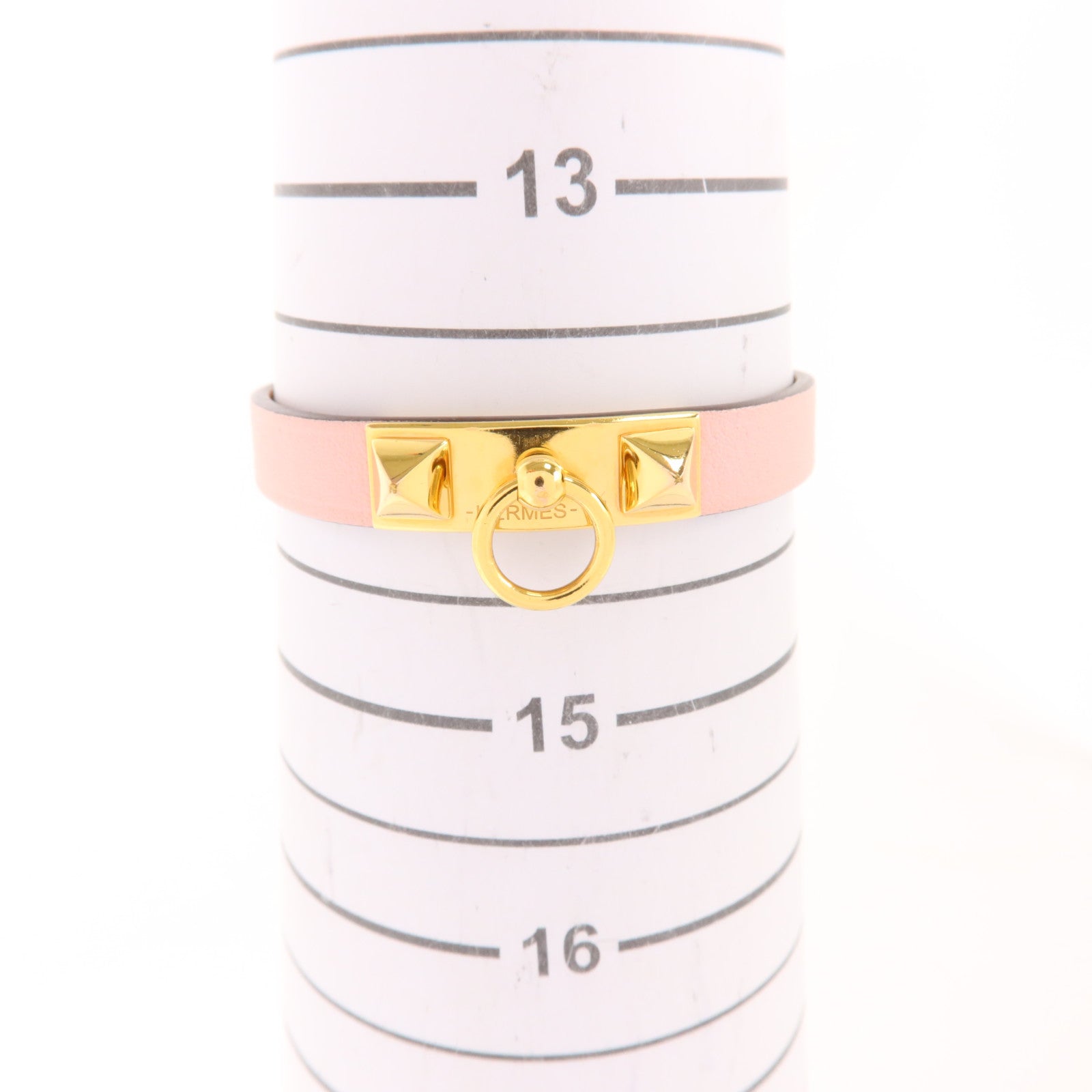 HERMES Swift皮革Rivale Mini Bracelet金扣手鏈Mauve Pale