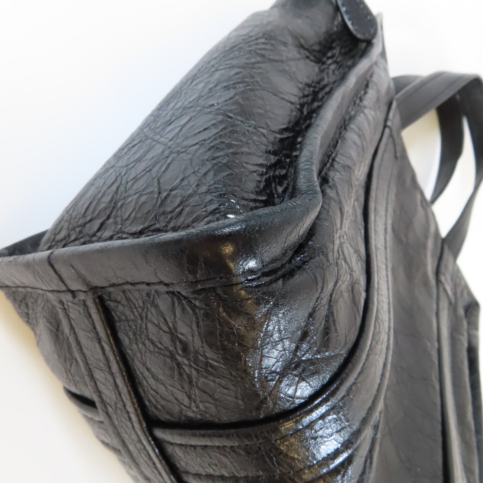BALENCIAGA 牛皮皮革Shopper Bazar銀扣手挽肩背兩用袋黑色