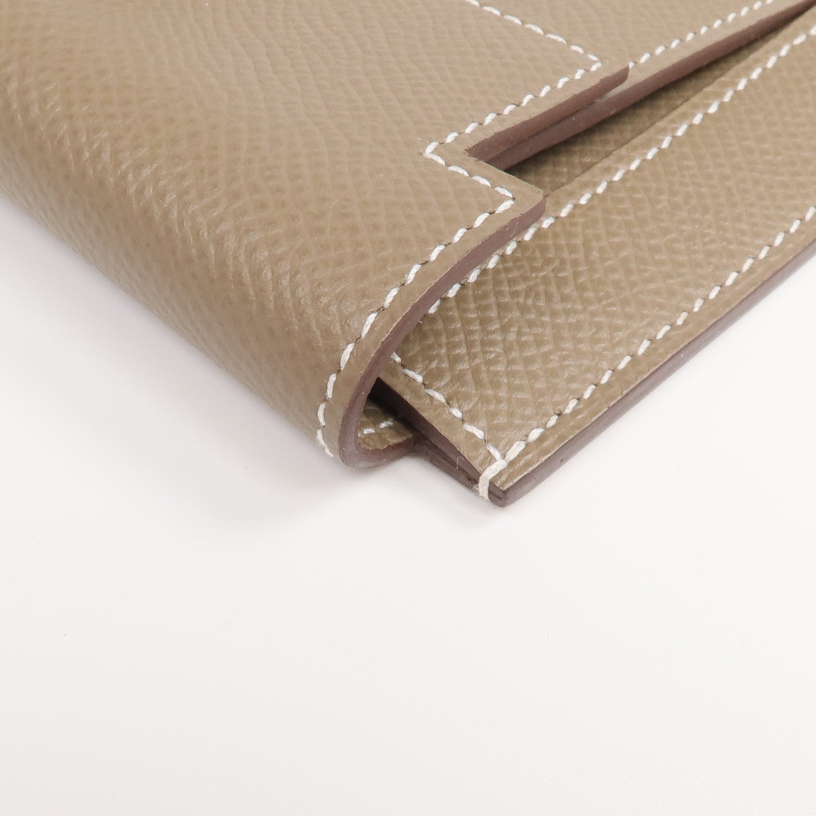 HERMES Epsom皮革Kelly Pocket銀扣錢包Etoupe