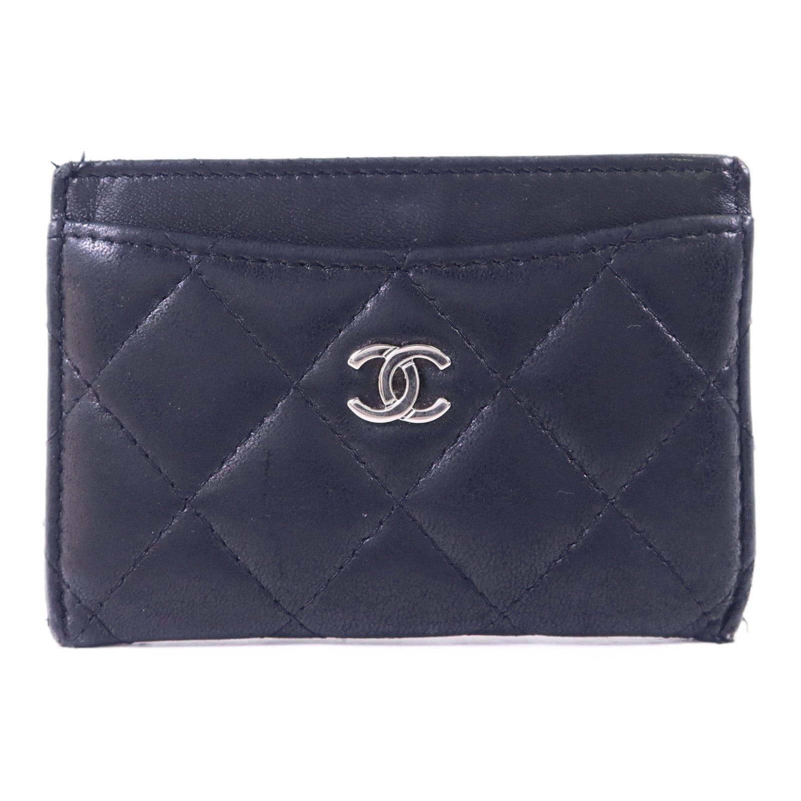 CHANEL 羊皮皮革Card Case銀扣卡片套