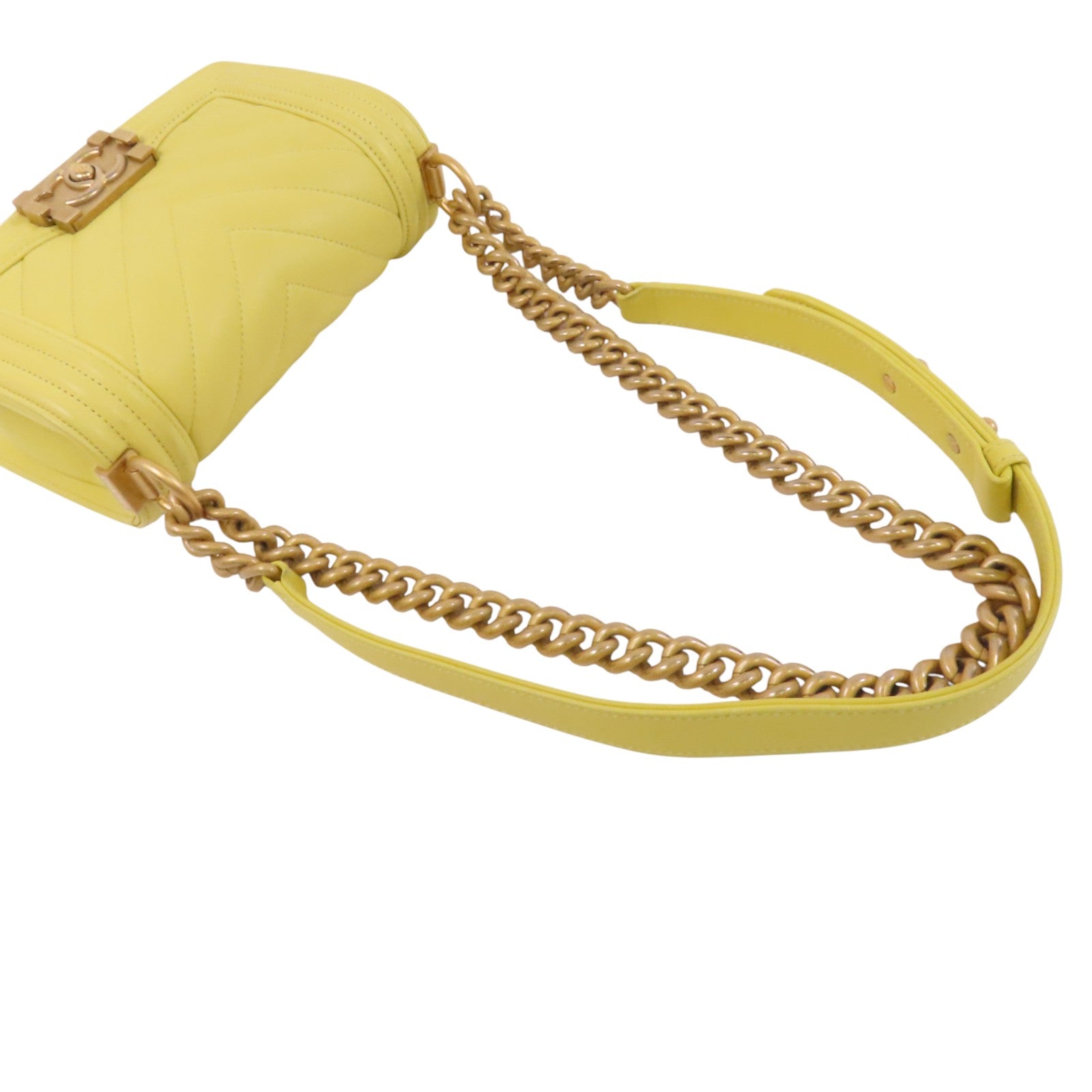 CHANEL 羊皮皮革Boy Chanel 20金扣鏈帶肩背袋