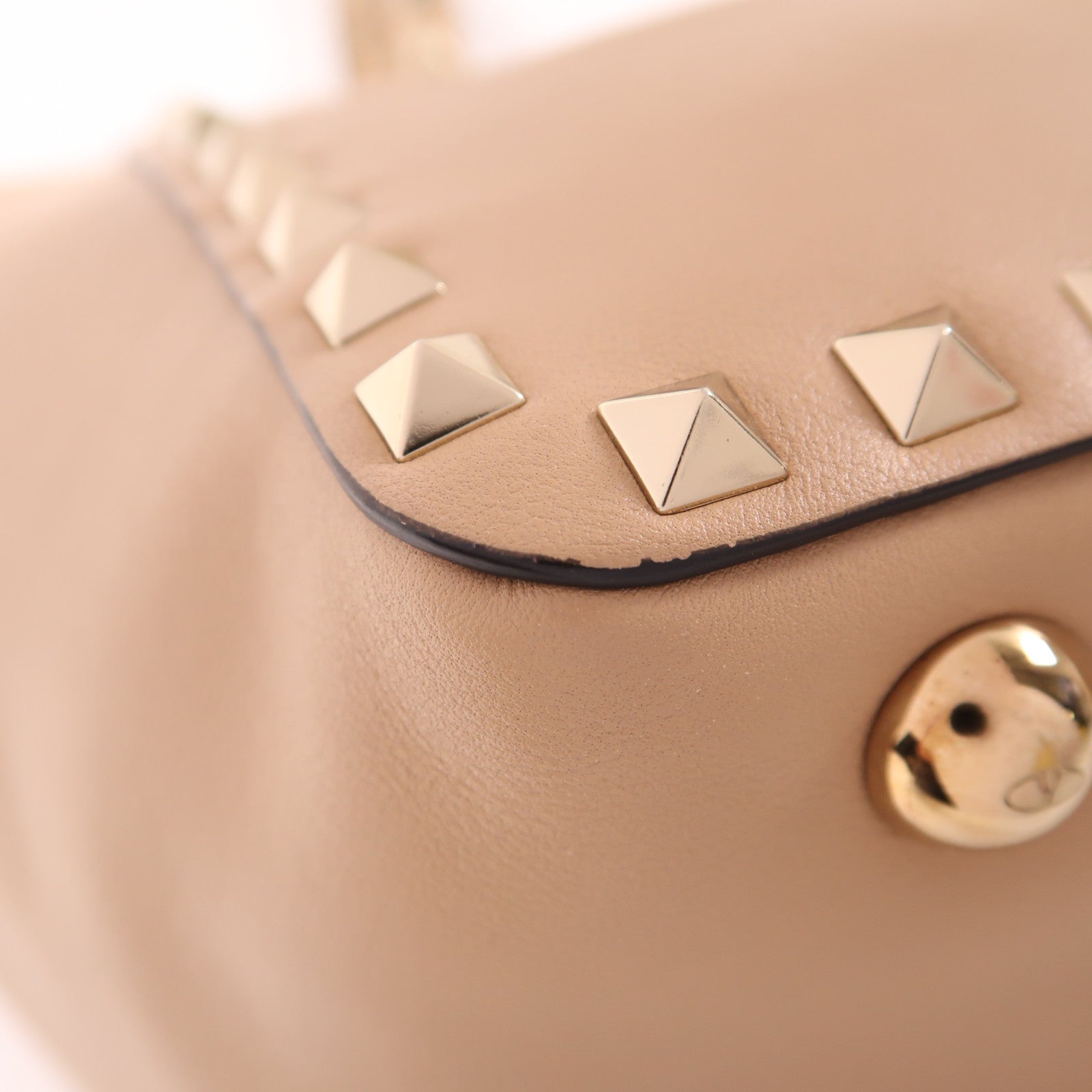Valentino 牛皮皮革Garavani Rockstud金扣手挽肩背兩用袋米色