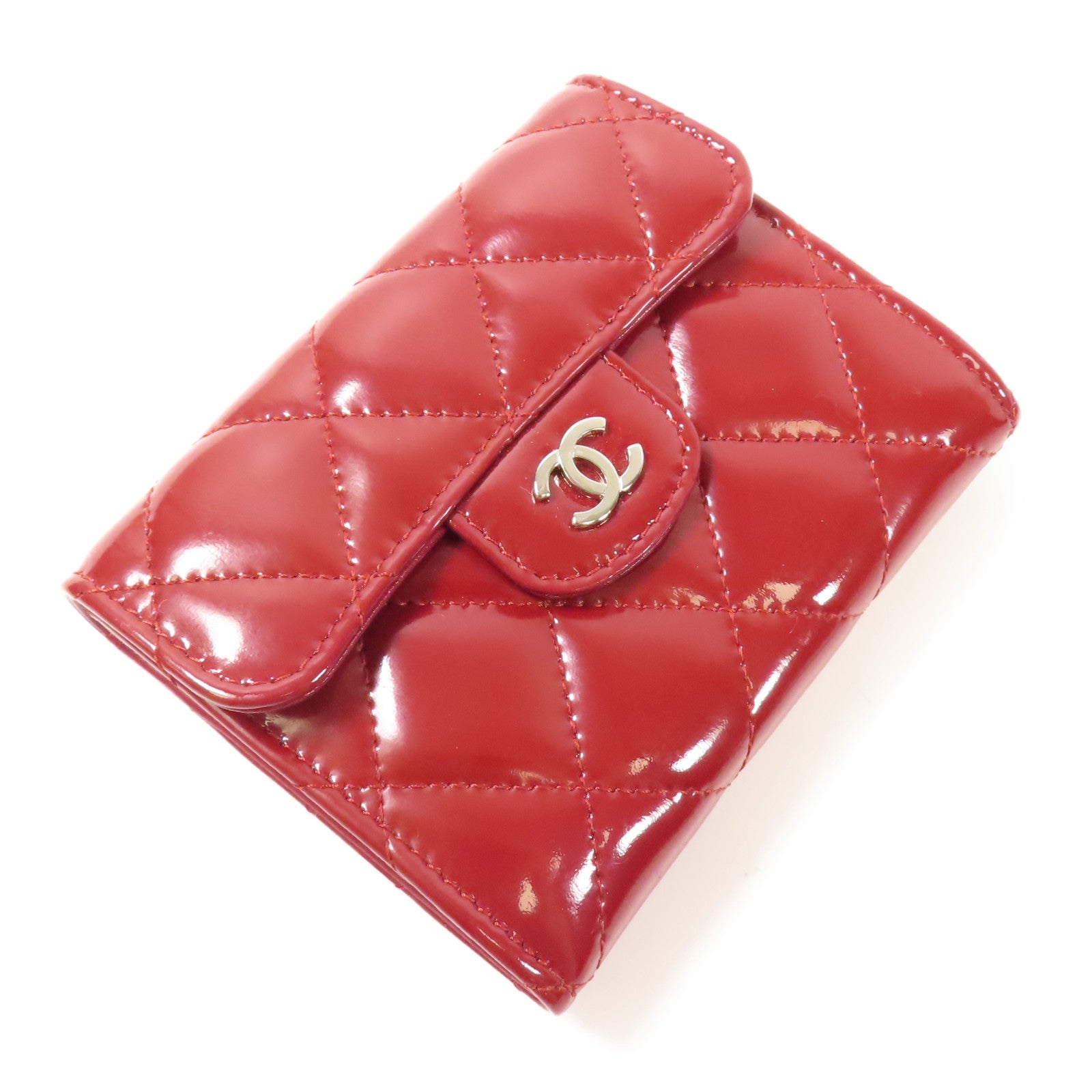 CHANEL 漆皮皮革Card Case銀扣卡片套