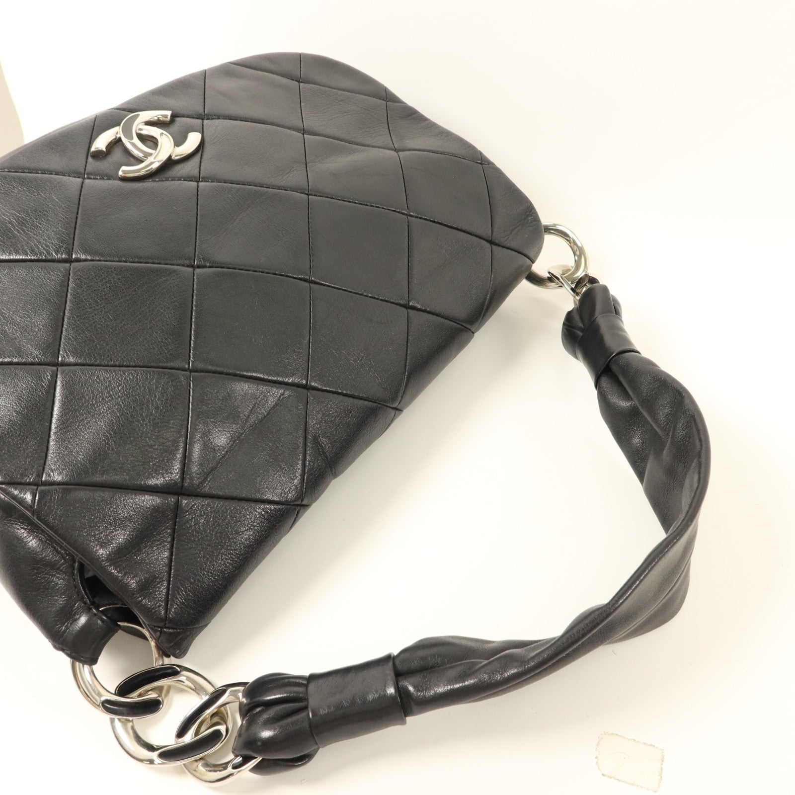 CHANEL 牛皮皮革Handbag銀扣手挽袋