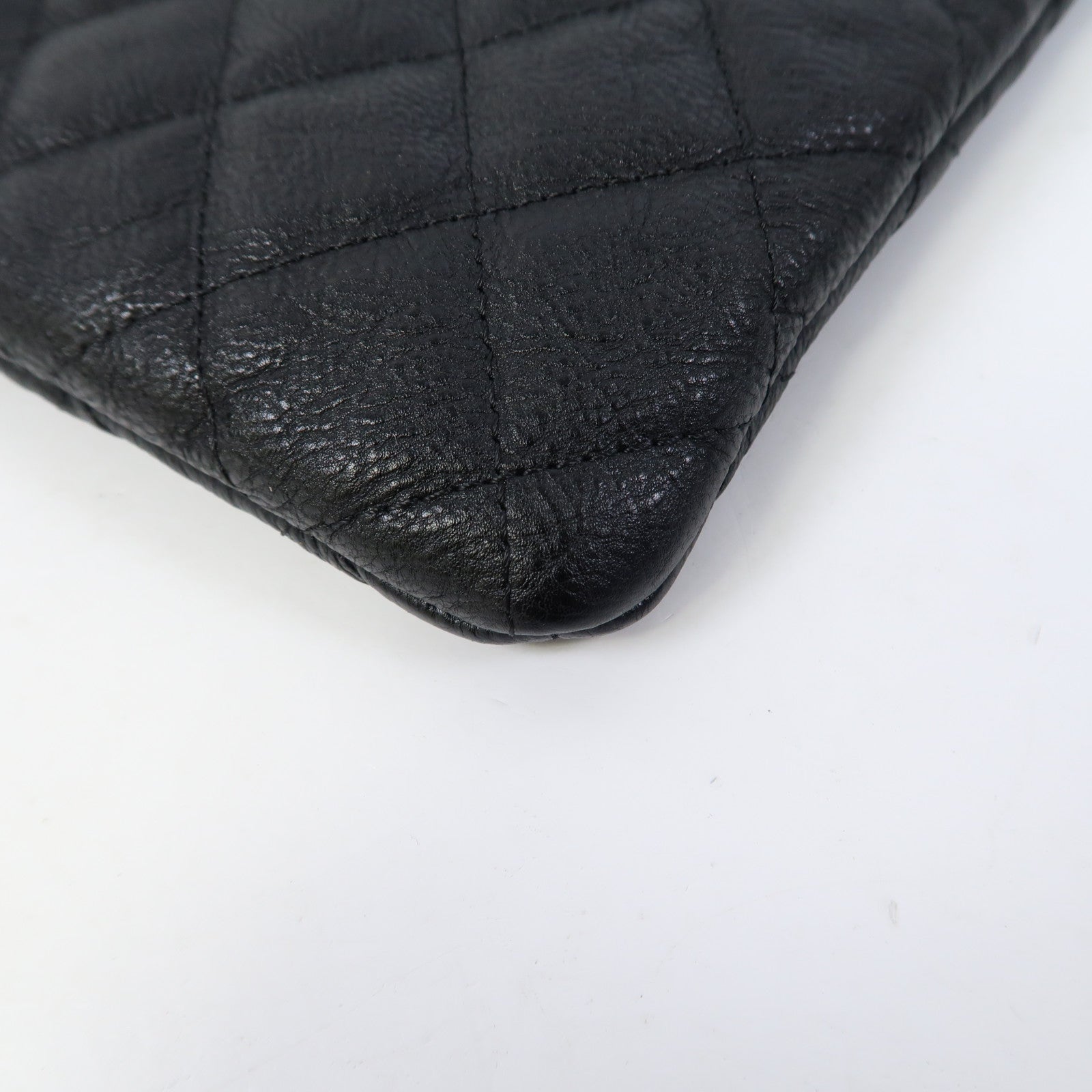 CHANEL 菱格牛皮皮革Clutch手拿包黑色