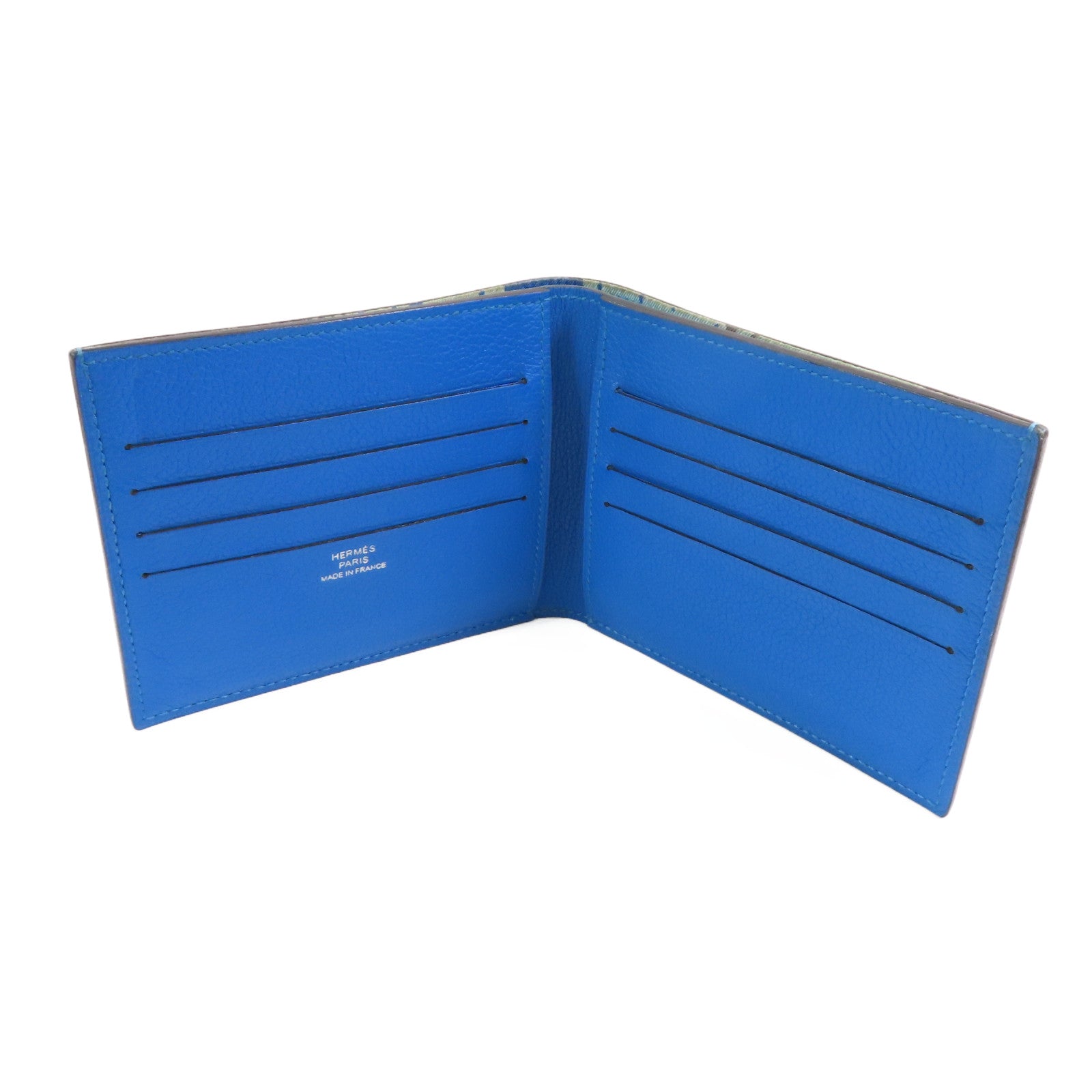 HERMES Evercolor皮革Citizen Twill Compact Wallet短錢包Bleu Hydra