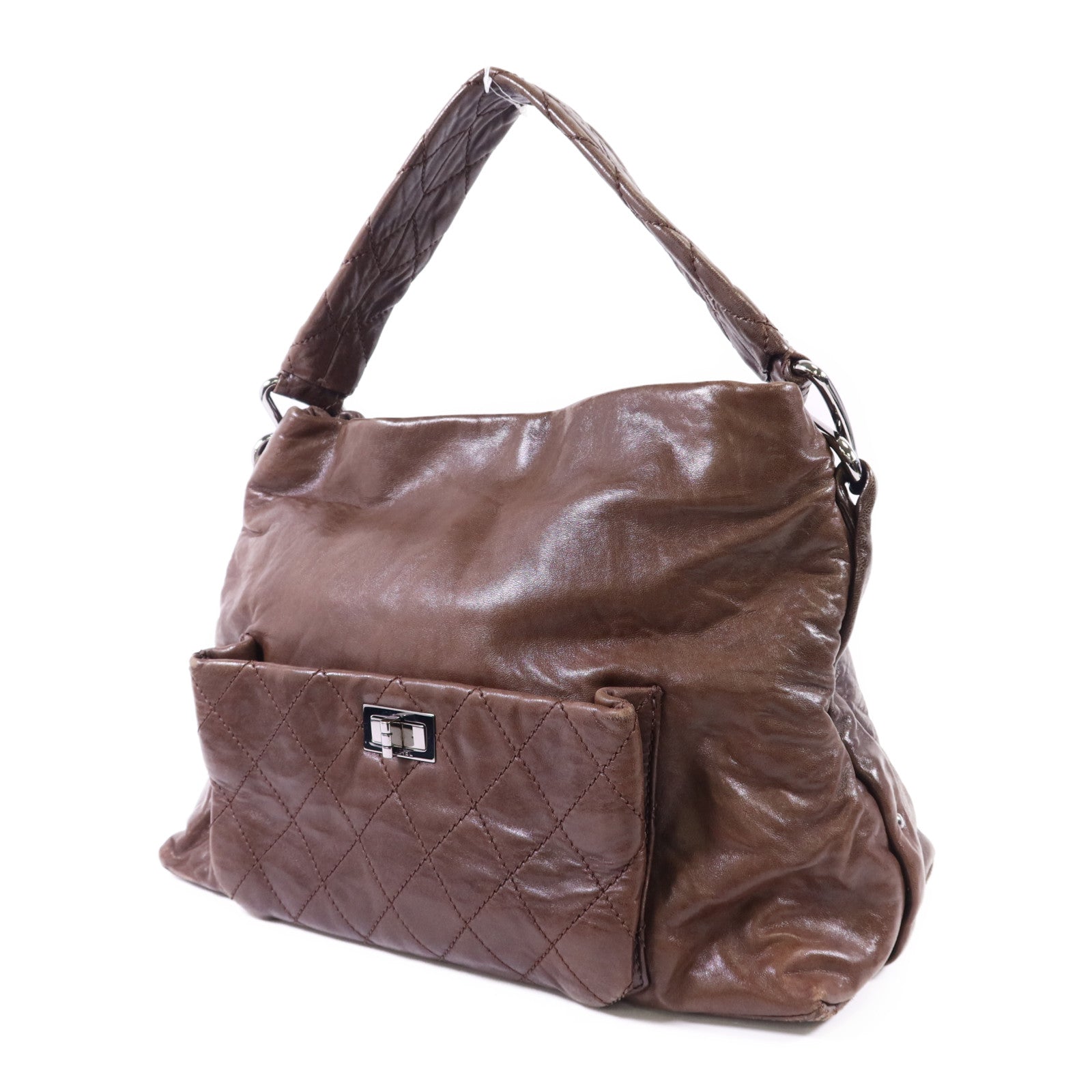 CHANEL 羊皮皮革Shoulder Bag銀扣肩背袋