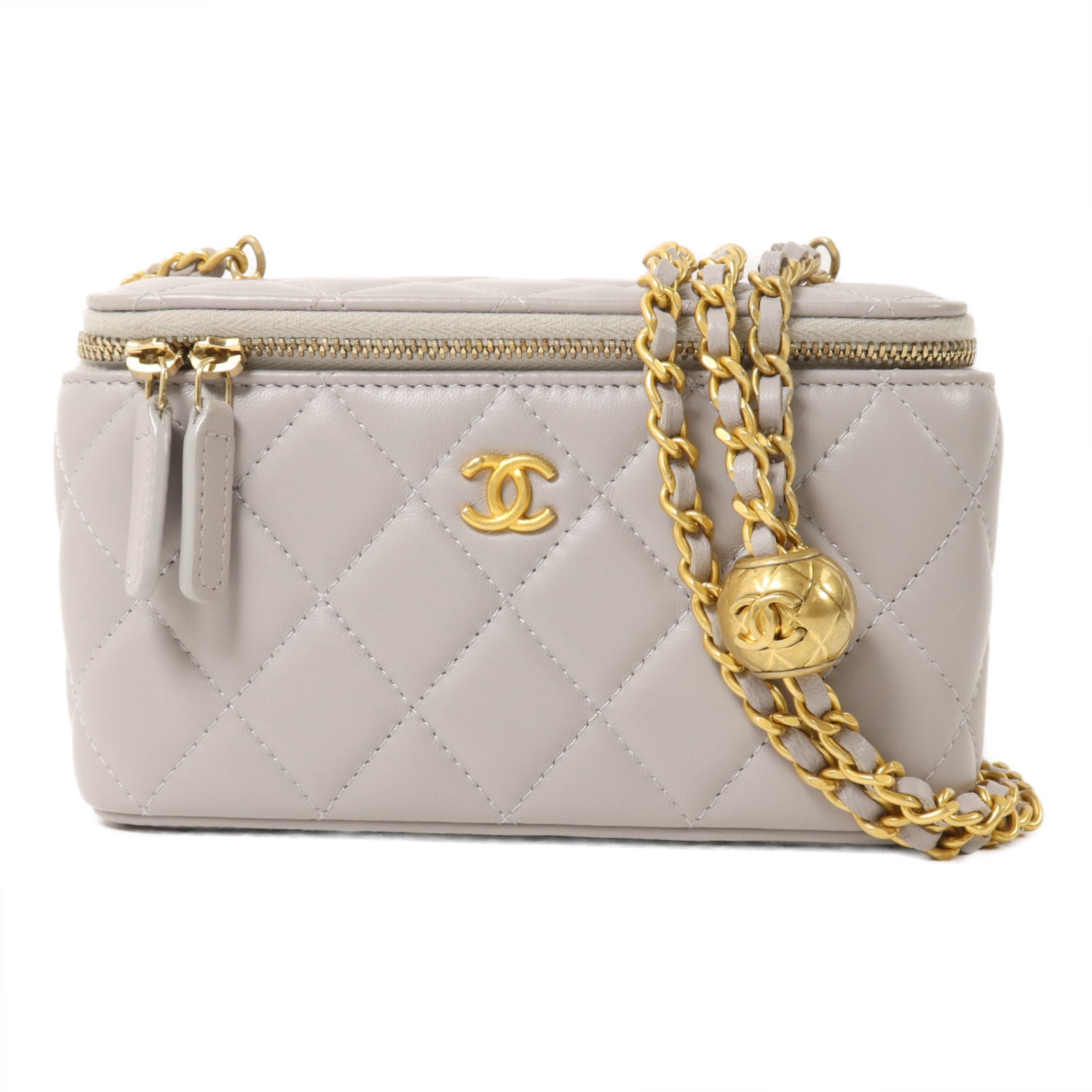 CHANEL 羊皮皮革Vanity Case鏈帶肩背袋