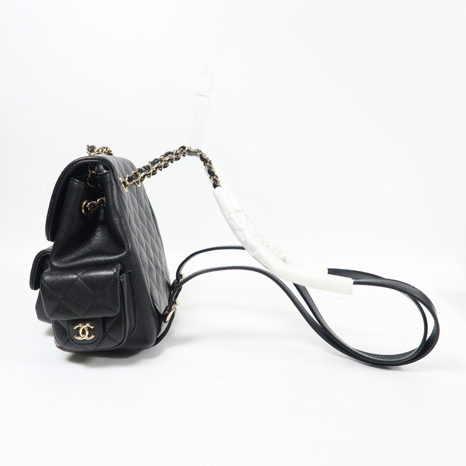 CHANEL 【激減優惠】羊皮皮革Duma Mini金扣背包黑色