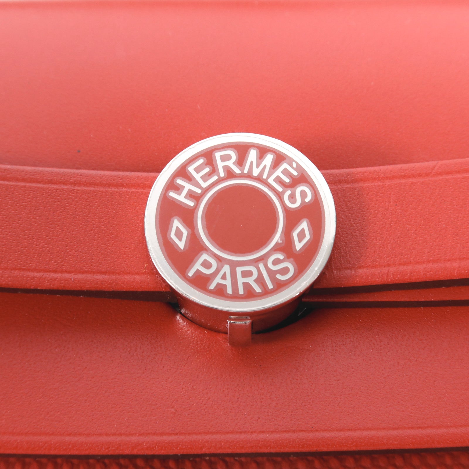 HERMES 塗層帆布Herbag PM銀扣手挽肩背兩用袋Rouge Casaque