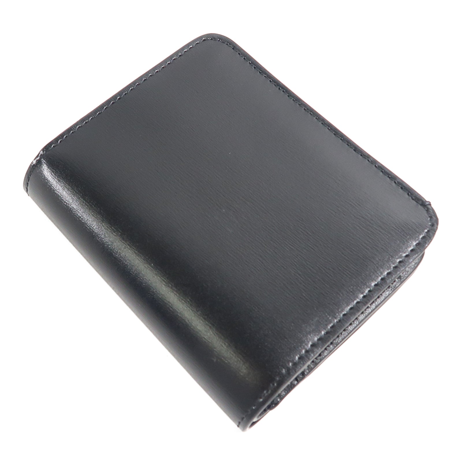 CELINE 牛皮皮革Triomphe Compact Wallet金扣錢包黑色