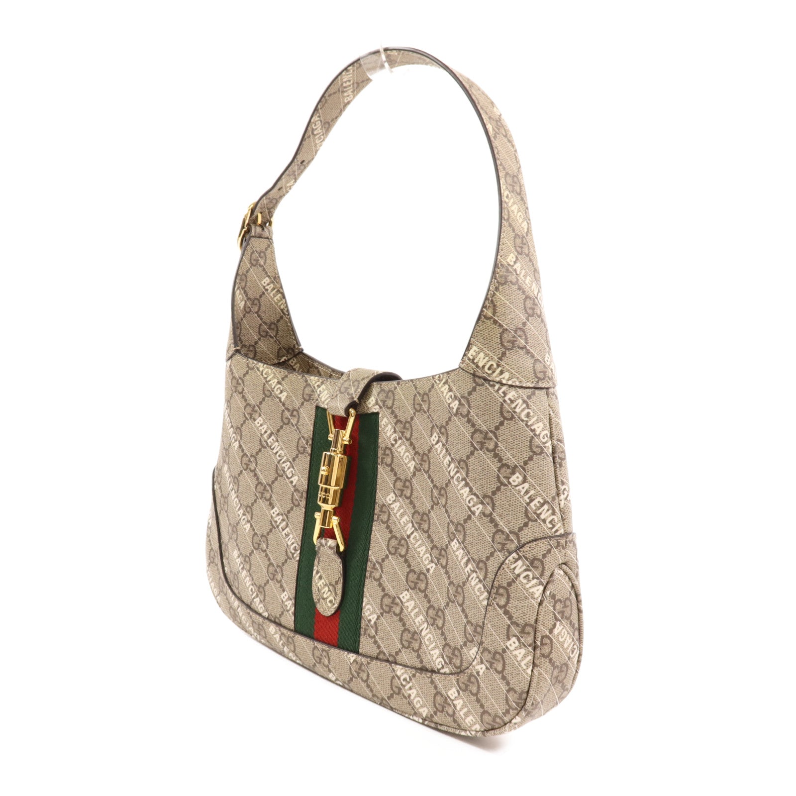 GUCCI 塗層帆布Gucci x Balenciaga Jackie 1961金扣手挽肩背兩用袋