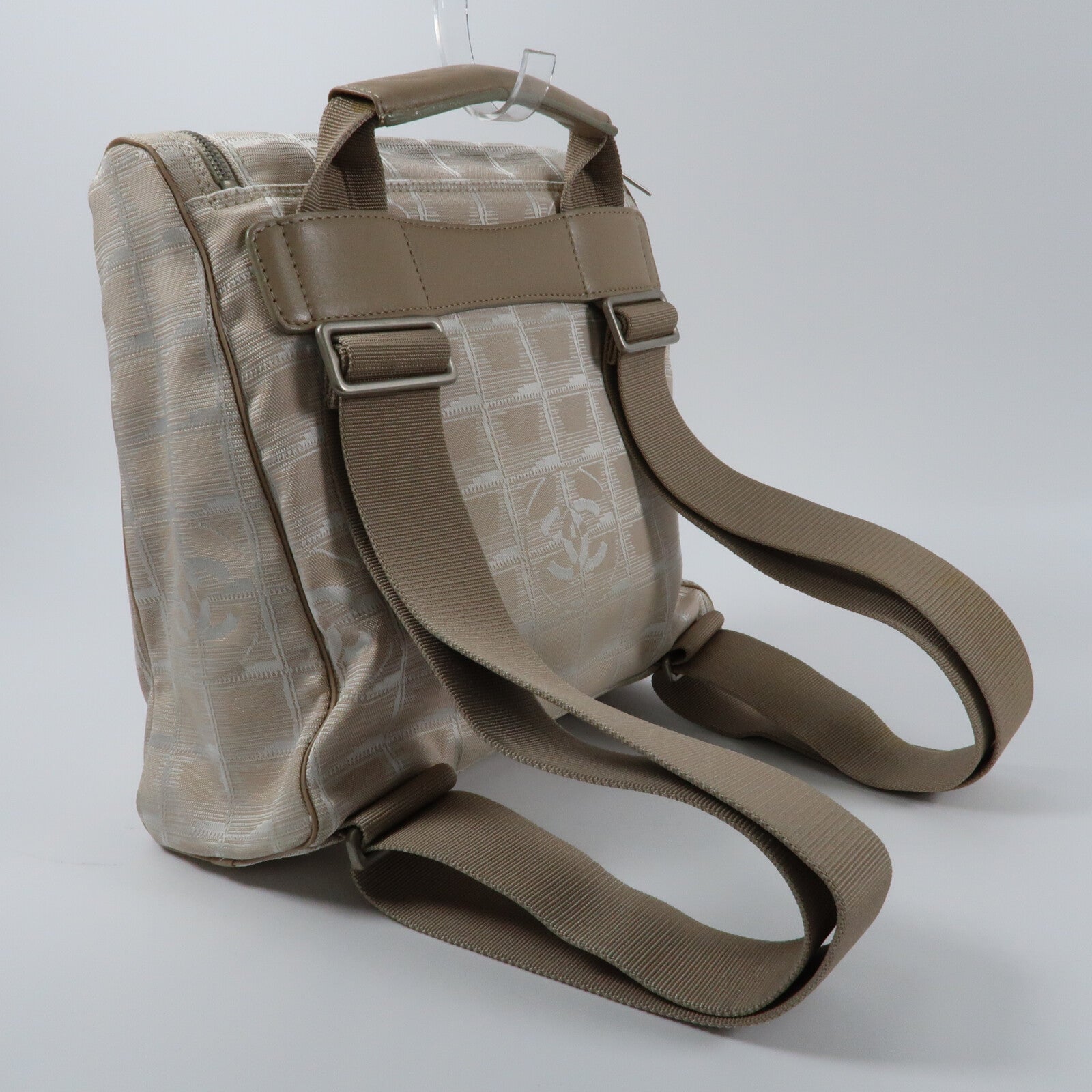 CHANEL 帆布New Travel Line Backpack銀扣背包