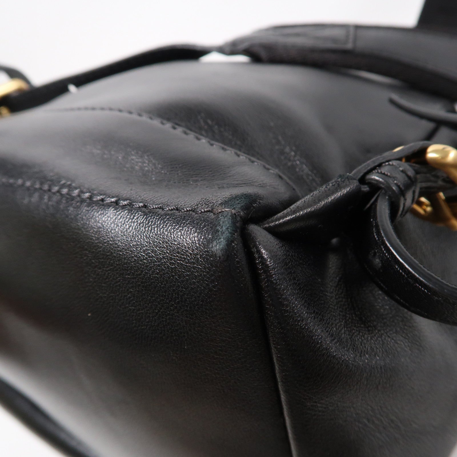 MOSCHINO 牛皮皮革Backpack金扣背包黑色