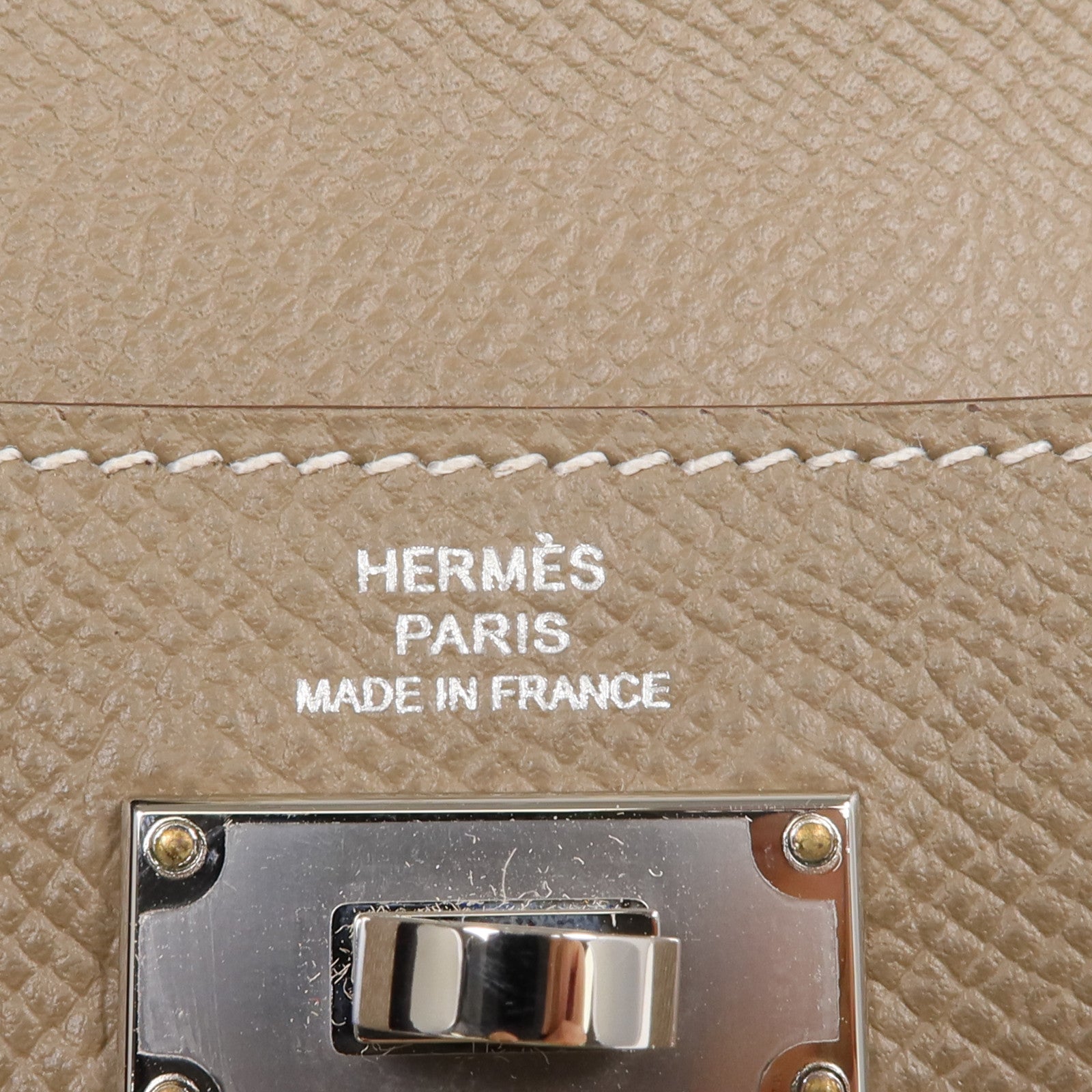 HERMES Epsom皮革Kelly Pocket銀扣錢包Etoupe