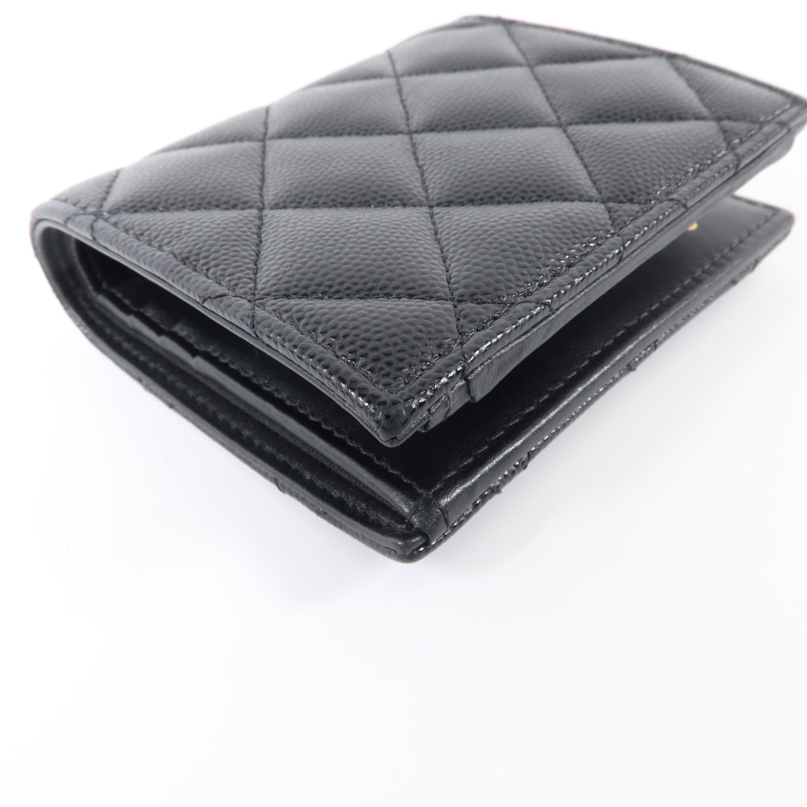 CHANEL 牛皮皮革Bifold Wallet金扣錢包