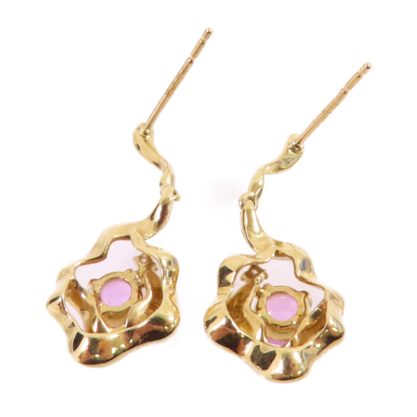JEWELRY 18K黃金Pink Sapphire/Diamond Earrings0.664ct粉紅藍寶石/0.08ct鑽石耳環