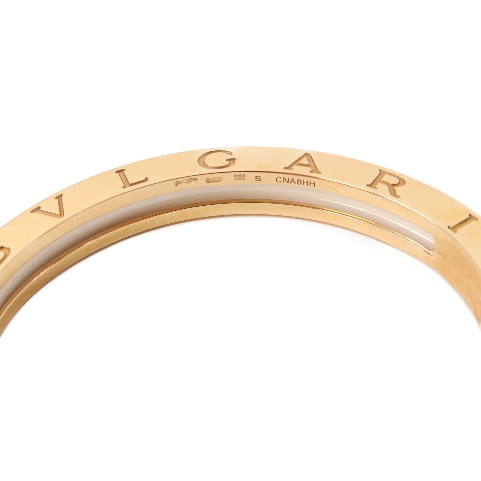 BVLGARI 18K玫瑰金/陶瓷B.zero1 Bracelet手鐲白色