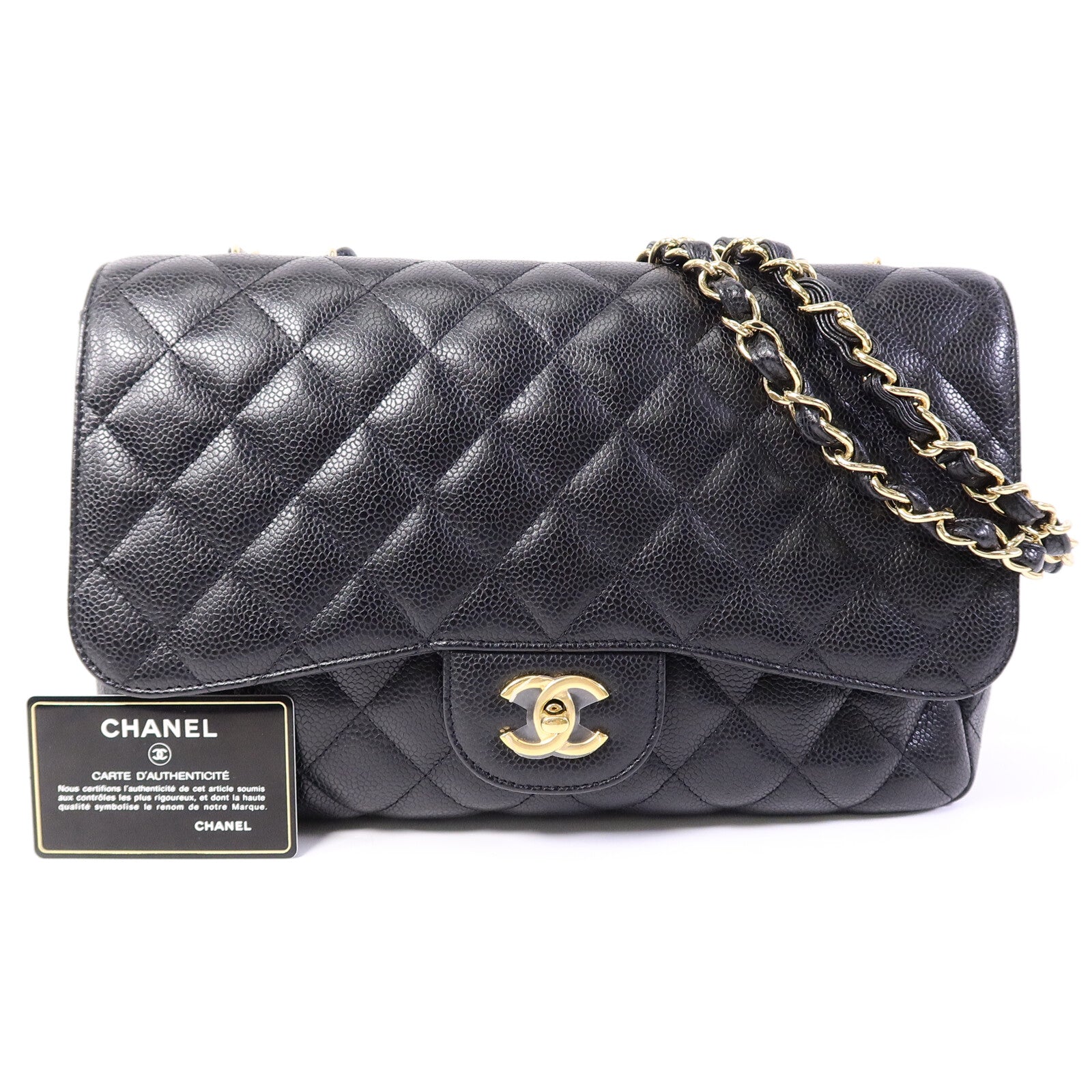 CHANEL 牛皮皮革Large Classic鏈帶肩背袋