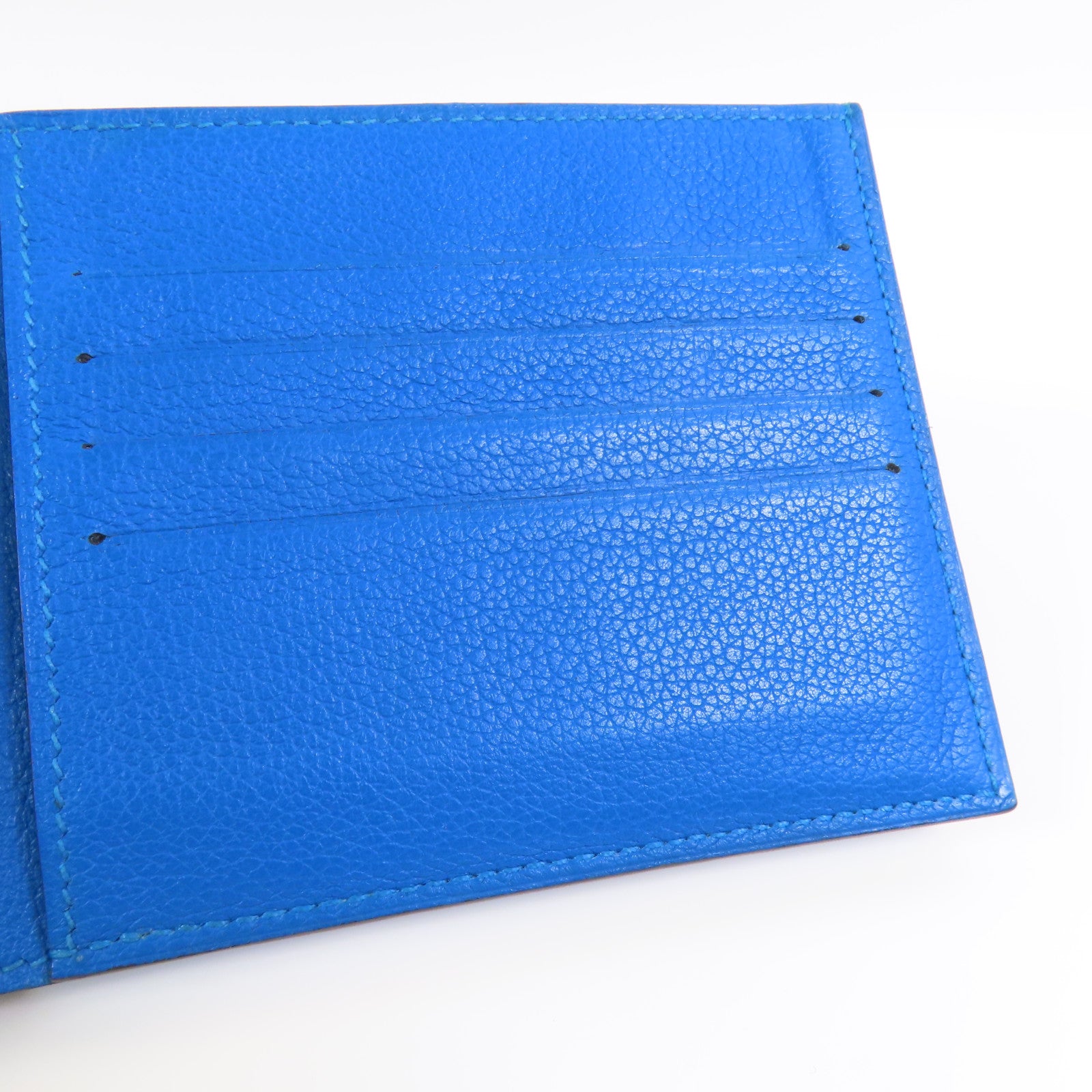 HERMES Evercolor皮革Citizen Twill Compact Wallet短錢包Bleu Hydra