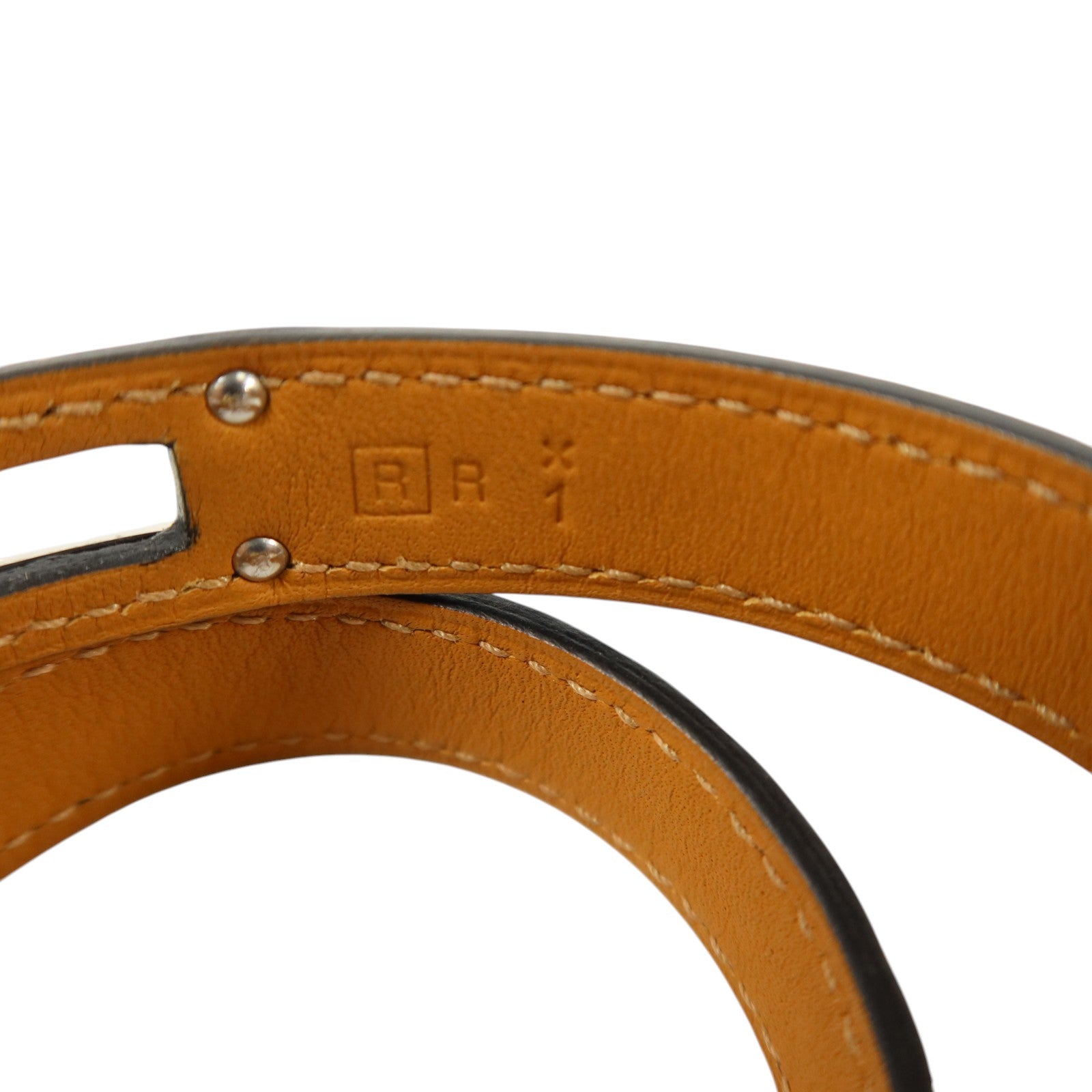 HERMES Alligator皮革Kelly Double Tour Bracelet銀扣手鏈Noir