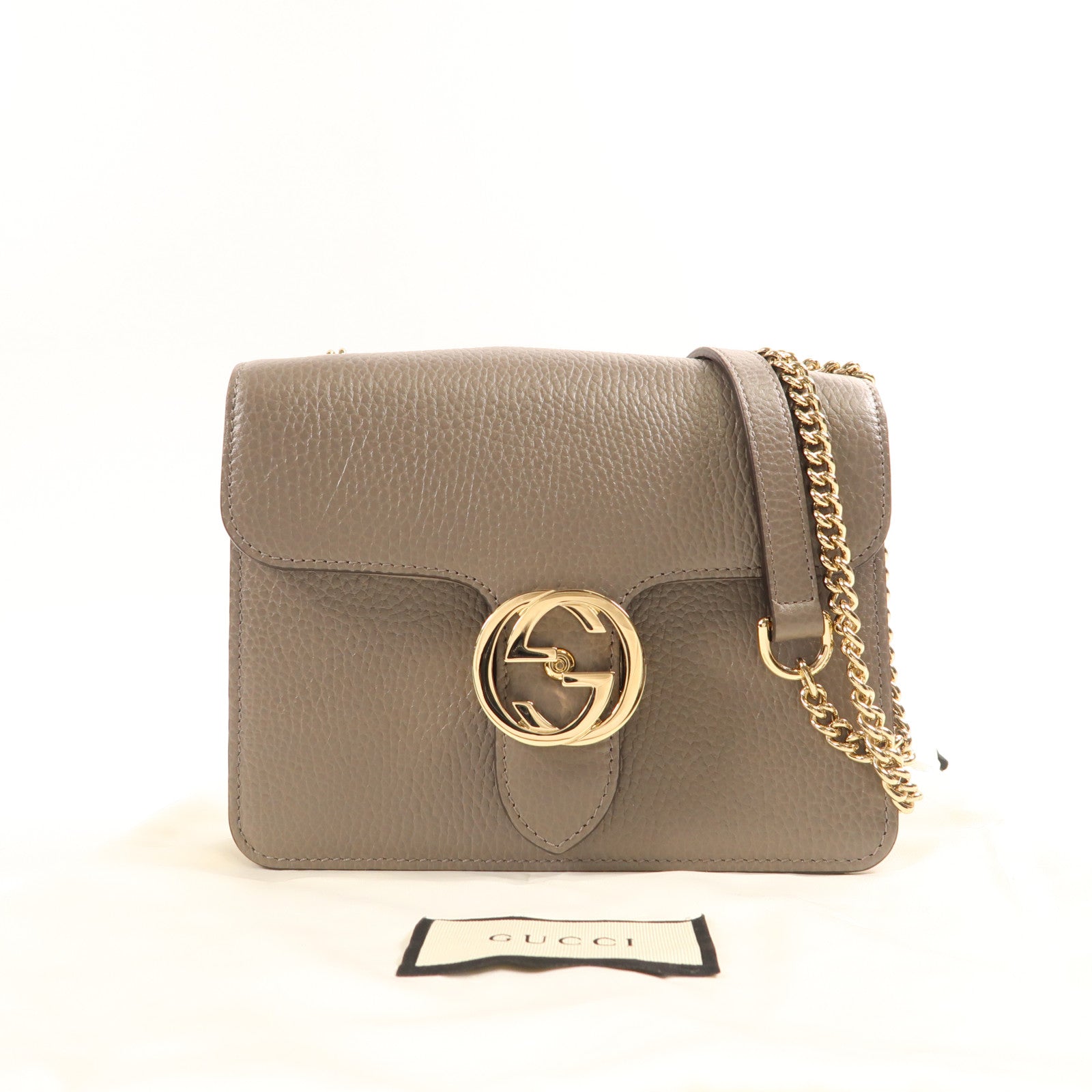 GUCCI  GG GHW Interlock Shoulder Bag 510304 Calfskin Leather Grey