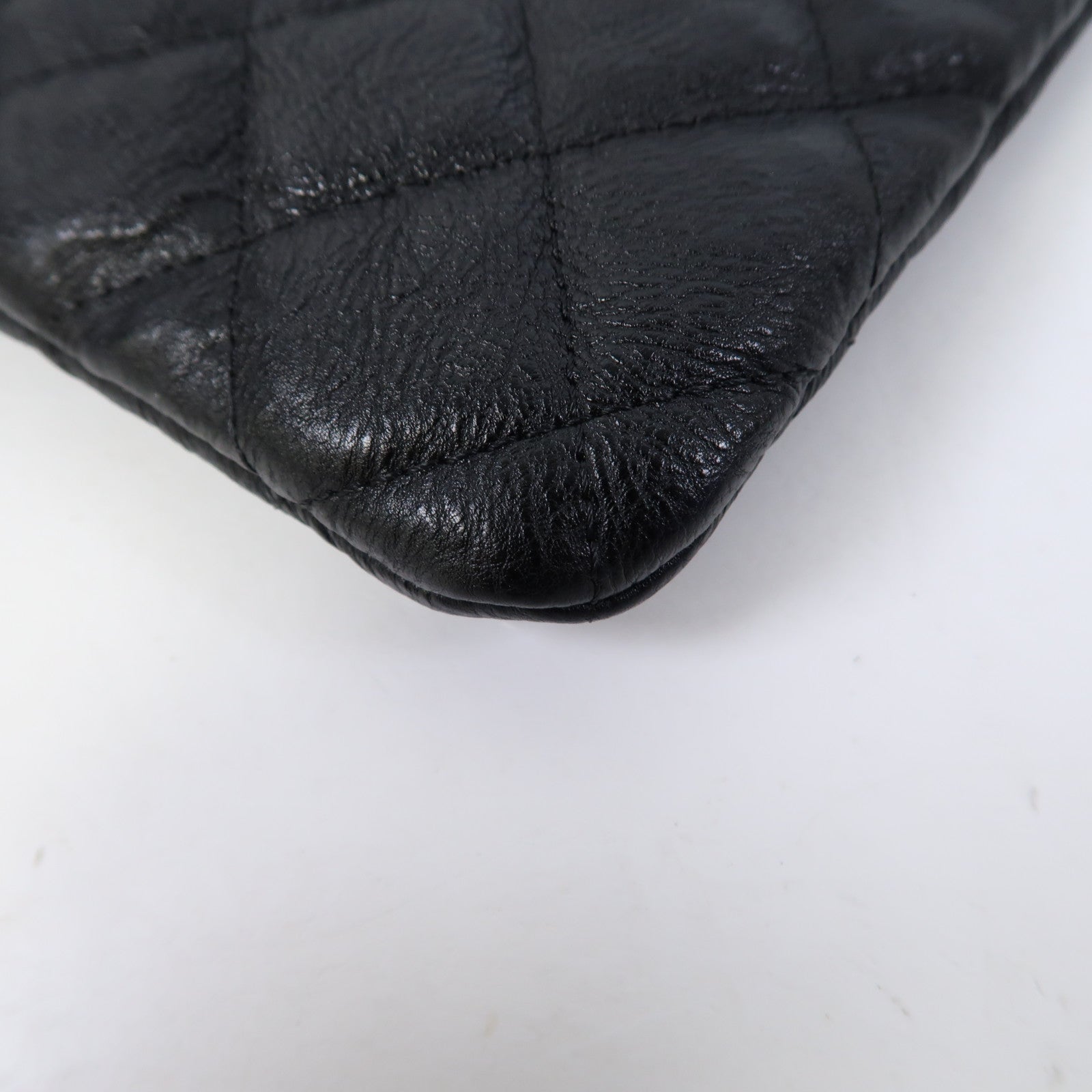 CHANEL 菱格牛皮皮革Clutch手拿包黑色