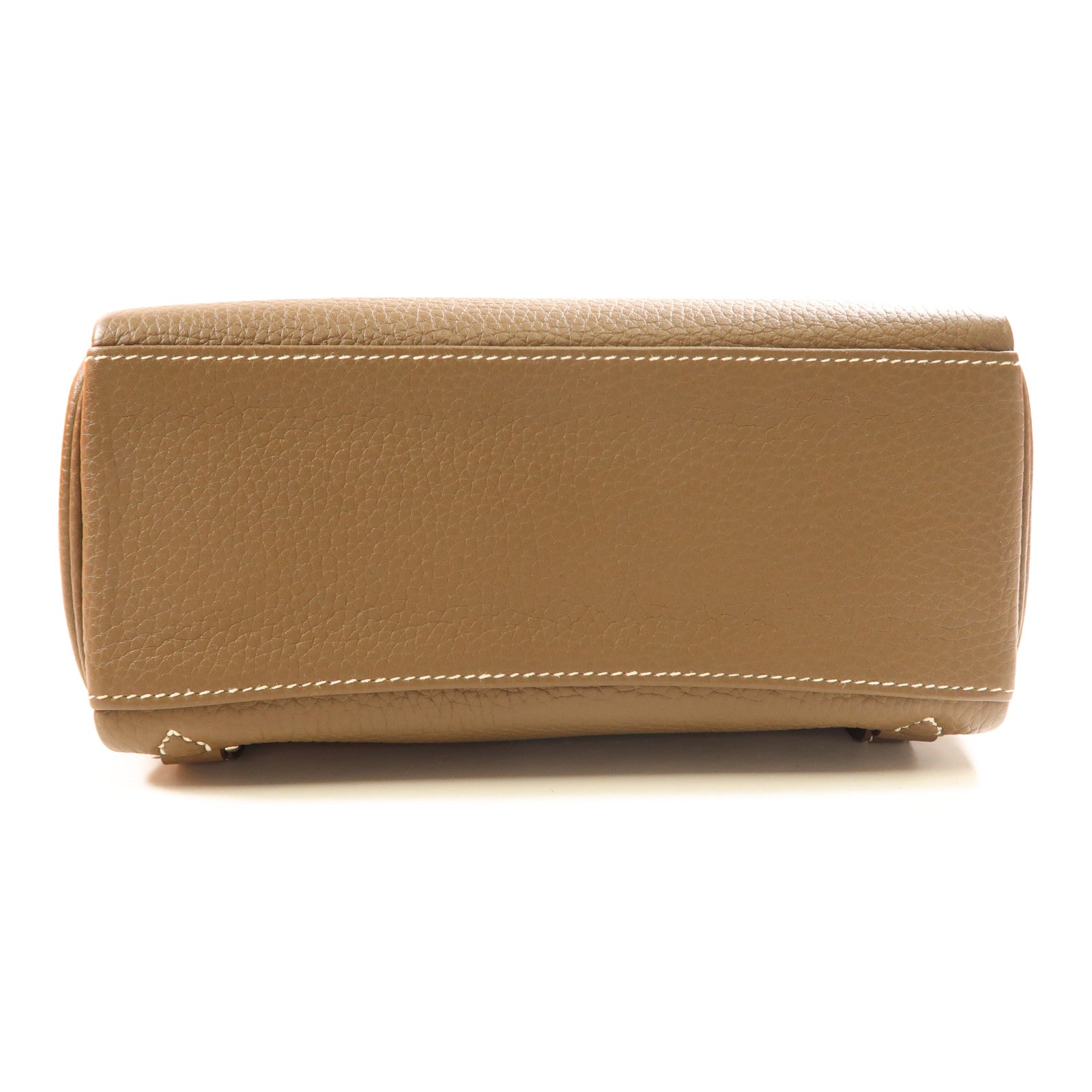 HERMES Clemence皮革Kelly Ado銀扣背包Etoupe