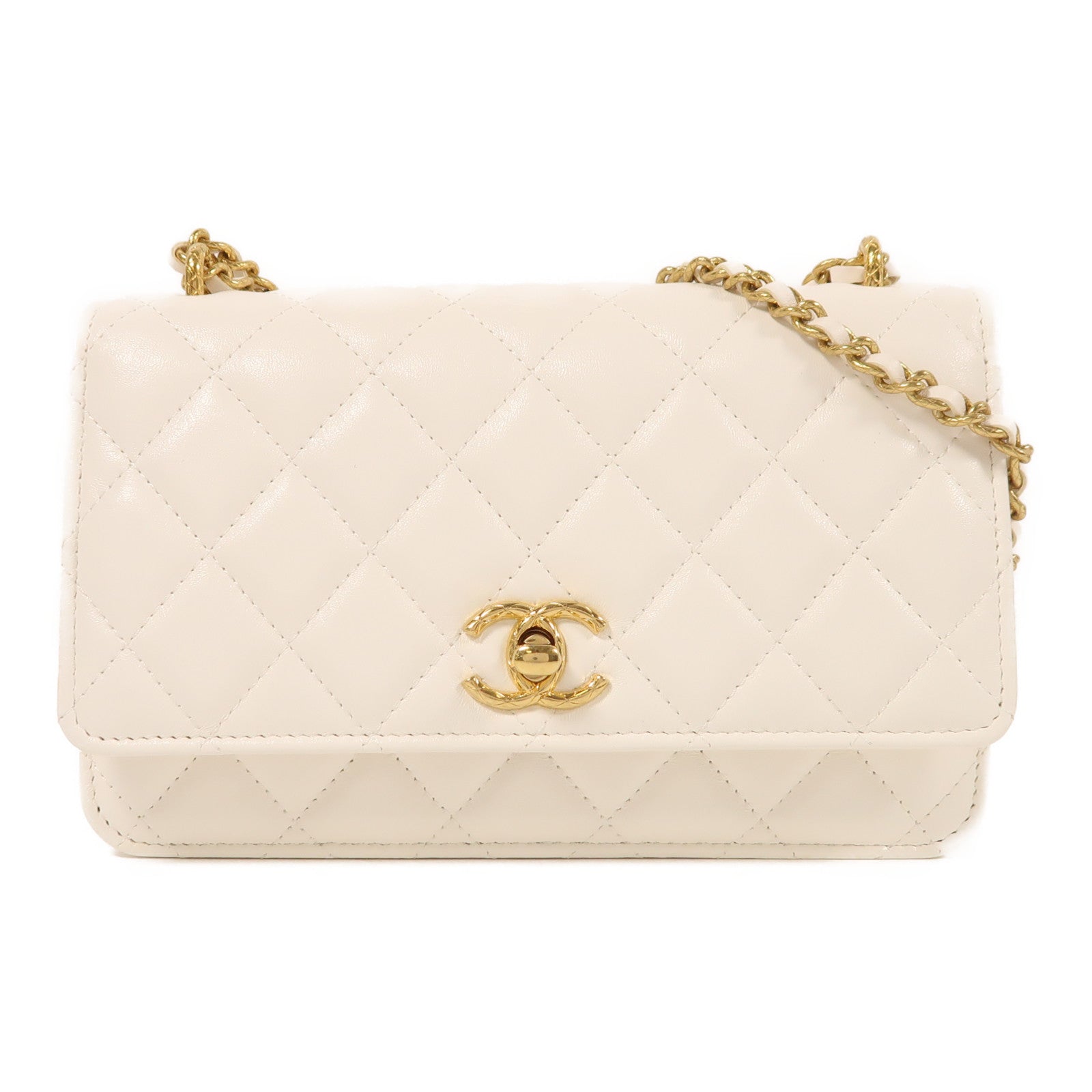 CHANEL 牛皮皮革WOC Wallet On Chain金扣鏈帶肩背袋