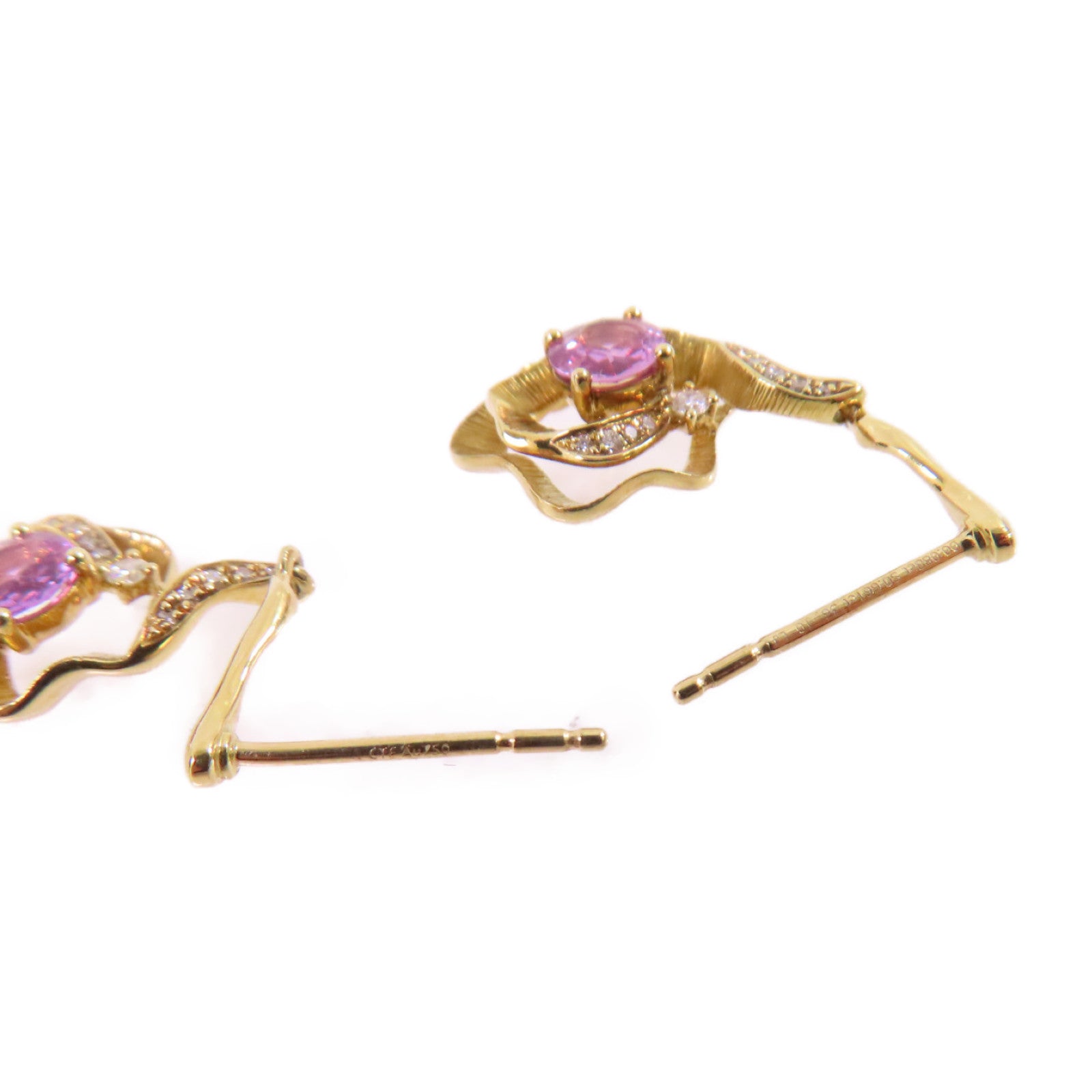 JEWELRY 18K黃金Pink Sapphire/Diamond Earrings0.664ct粉紅藍寶石/0.08ct鑽石耳環