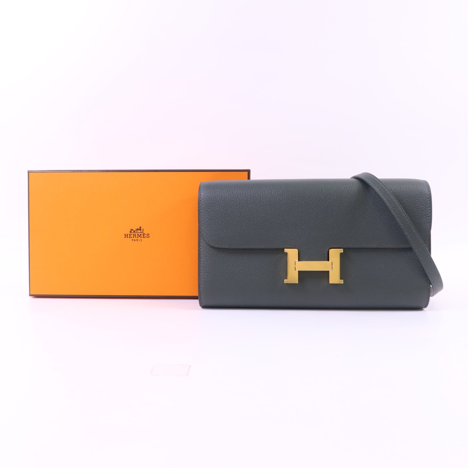 HERMES Evercolor皮革Constance To Go金扣肩背袋Mangrove