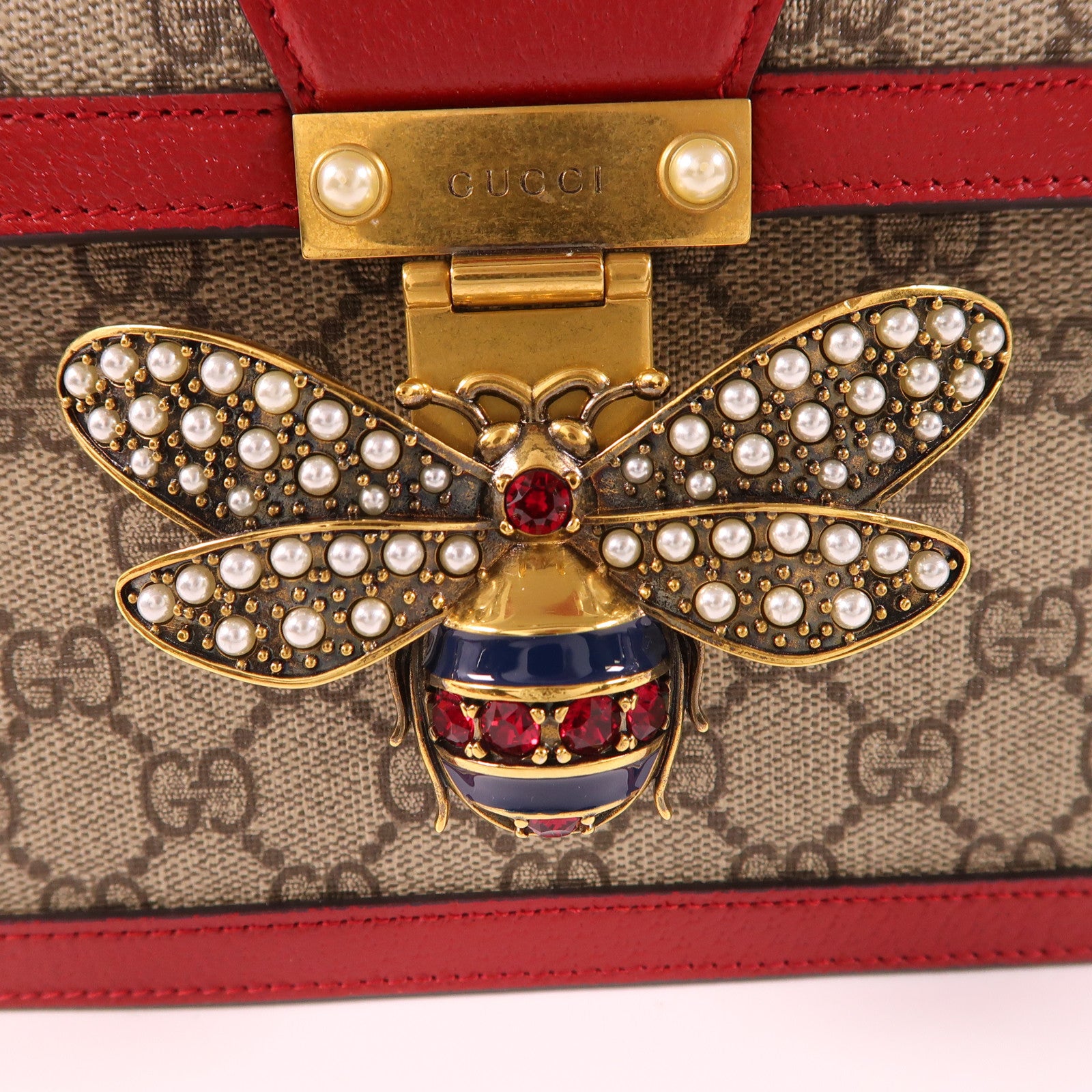 GUCCI 塗層帆布Queen Margaret金扣手挽肩背兩用袋