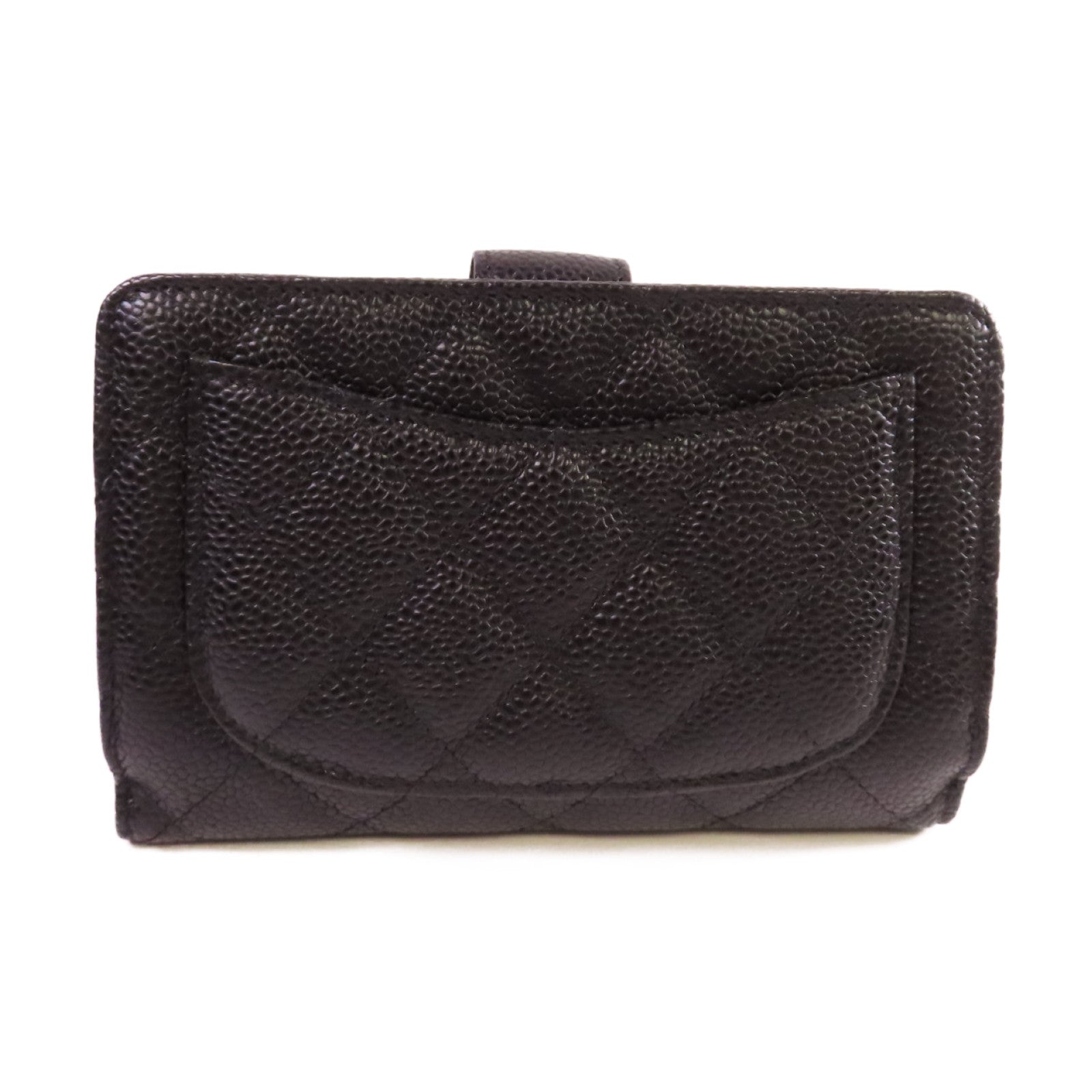 CHANEL 菱格Caviar皮革Medium Wallet金扣中長錢包黑色