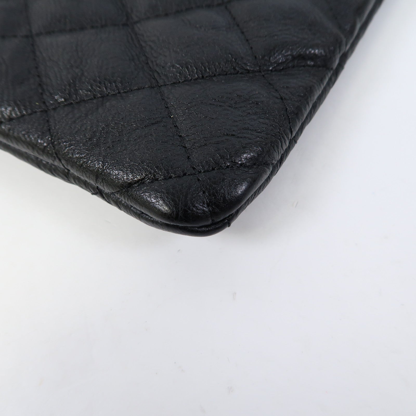 CHANEL 菱格牛皮皮革Clutch手拿包黑色