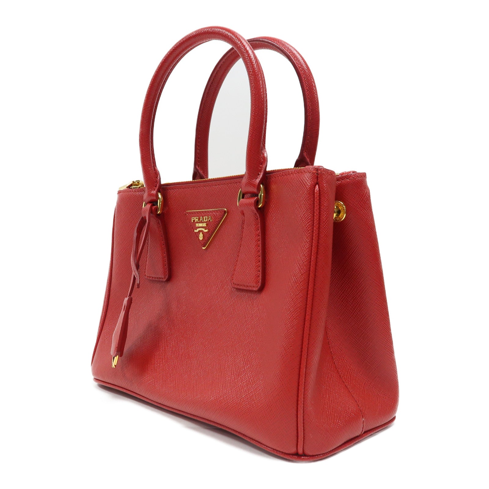 PRADA Saffiano皮革Galleria金扣手挽袋紅色