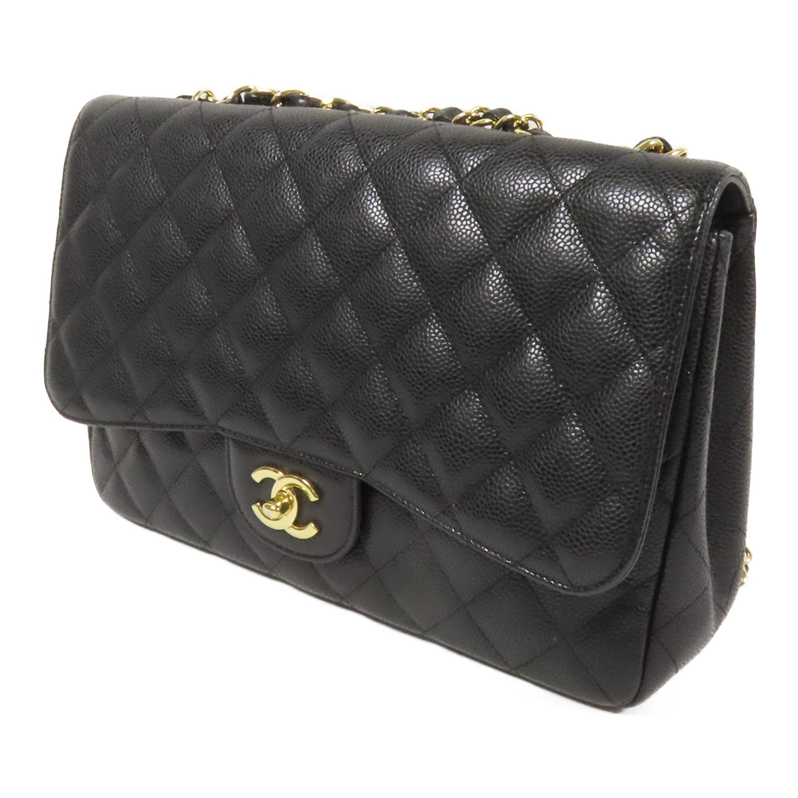 CHANEL 牛皮皮革Large Classic金扣鏈帶肩背袋