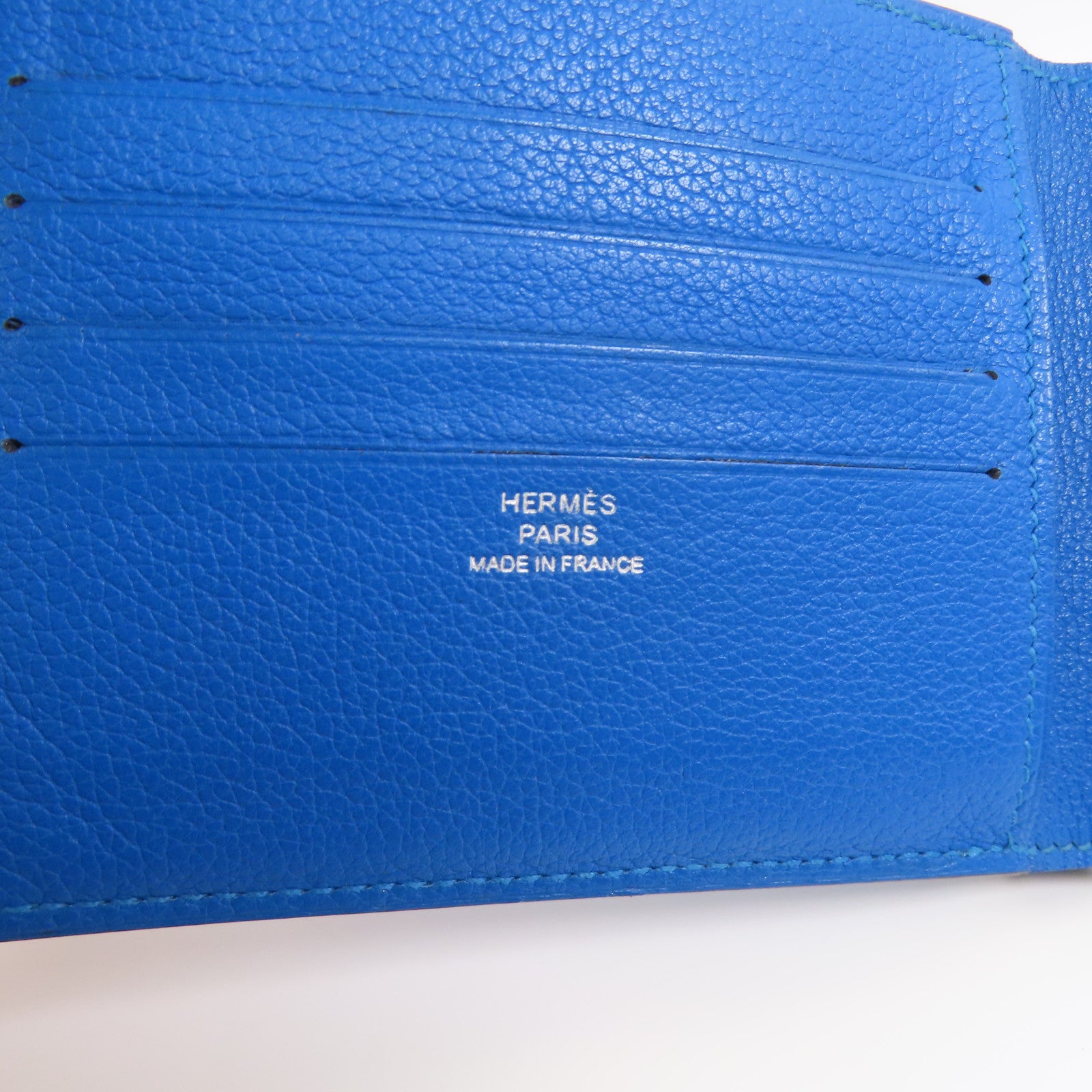 HERMES Evercolor皮革Citizen Twill Compact Wallet短錢包Bleu Hydra
