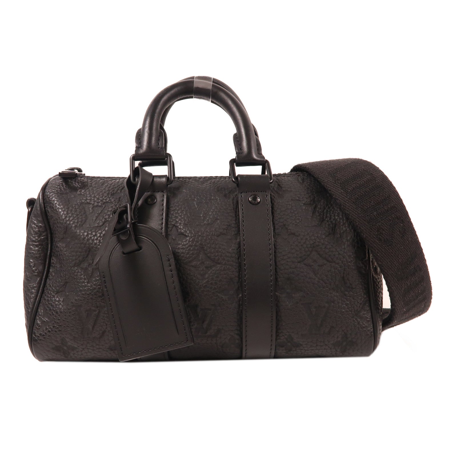 LOUIS VUITTON Taurillon Monogram Keepall Bandouliere 25手挽肩背兩用袋黑色