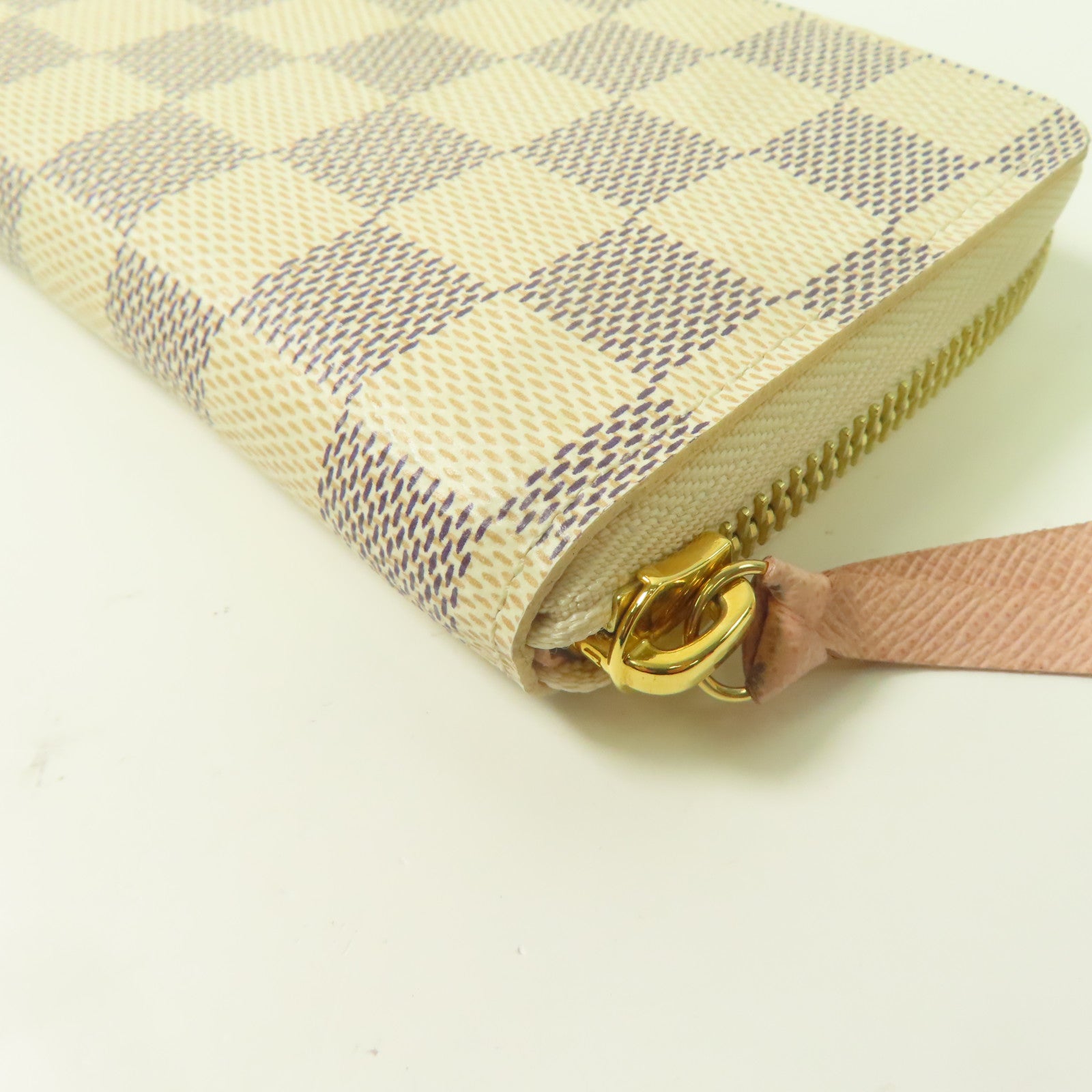 LOUIS VUITTON Damier Azur Zipper Long Wallet金扣長錢包白色