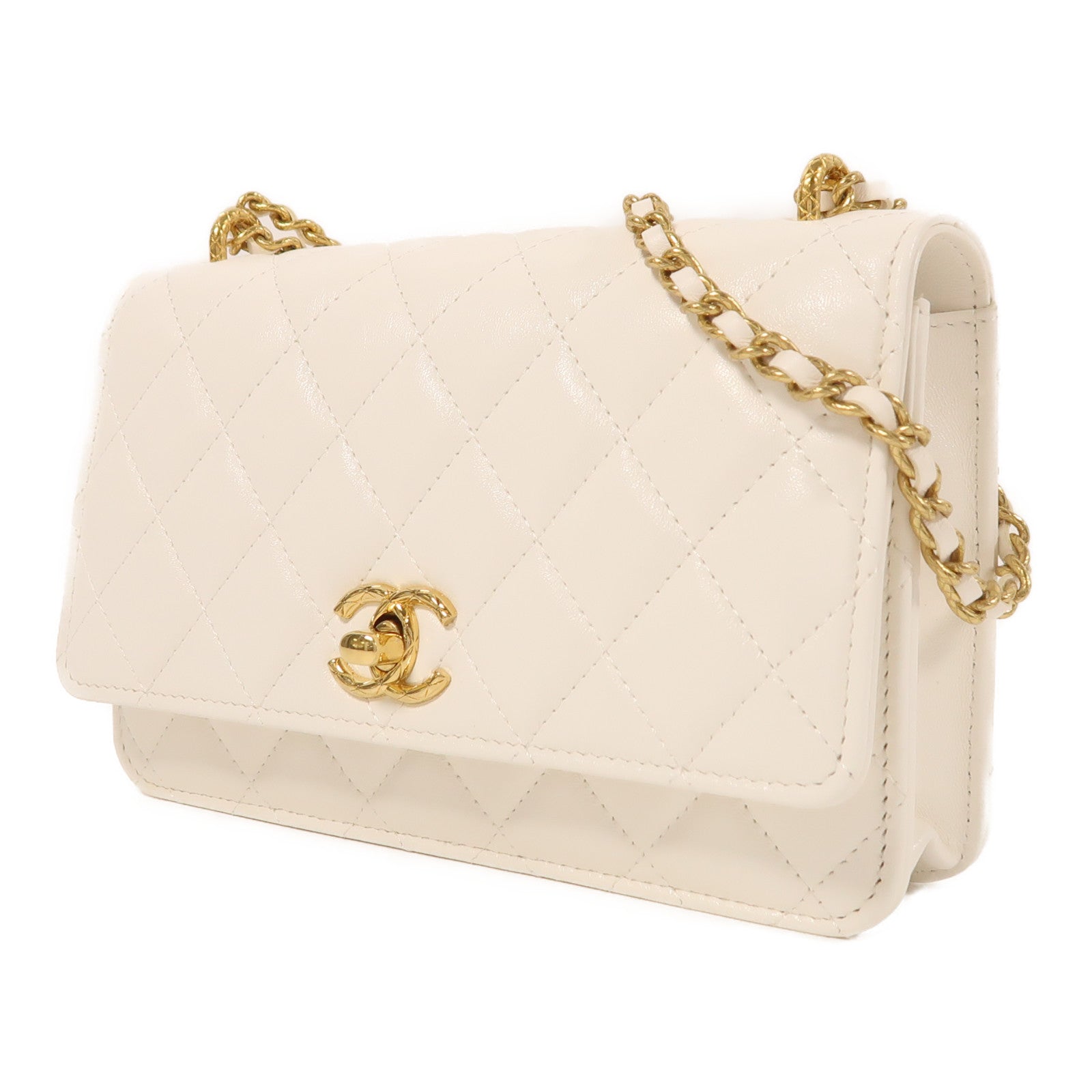 CHANEL 牛皮皮革WOC Wallet On Chain金扣鏈帶肩背袋