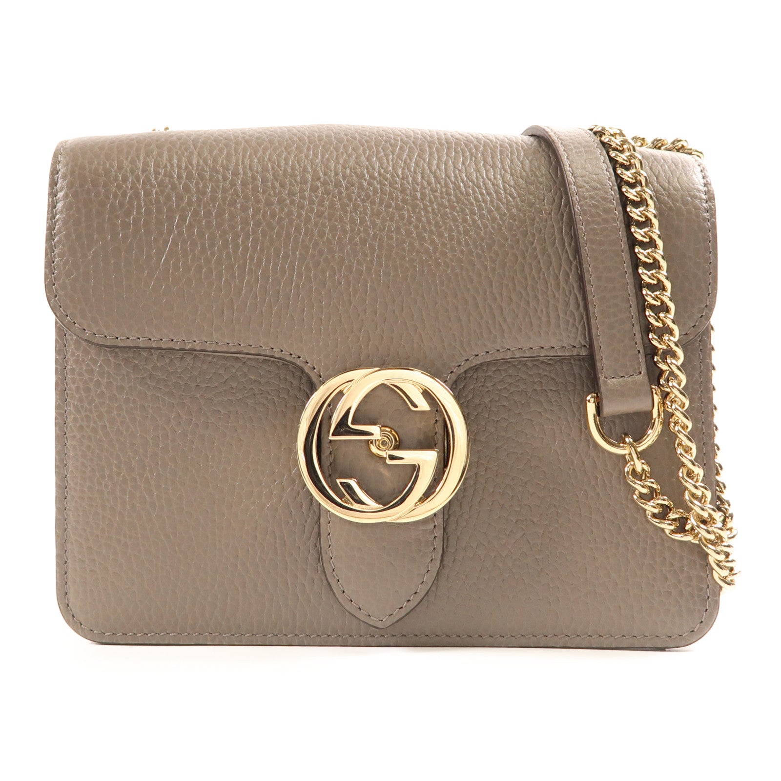 GUCCI  GG GHW Interlock Shoulder Bag 510304 Calfskin Leather Grey