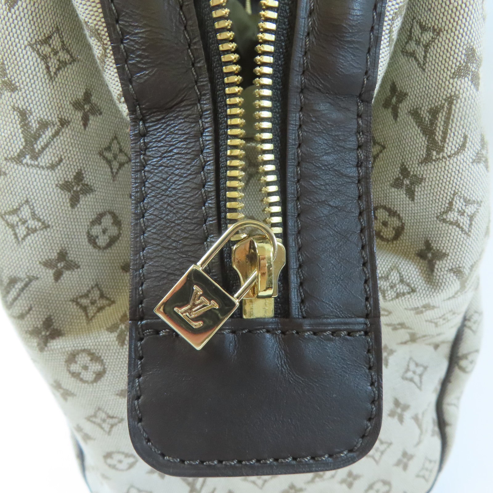 LOUIS VUITTON Monogram Mini Josephine GM金扣手挽袋綠色/啡色
