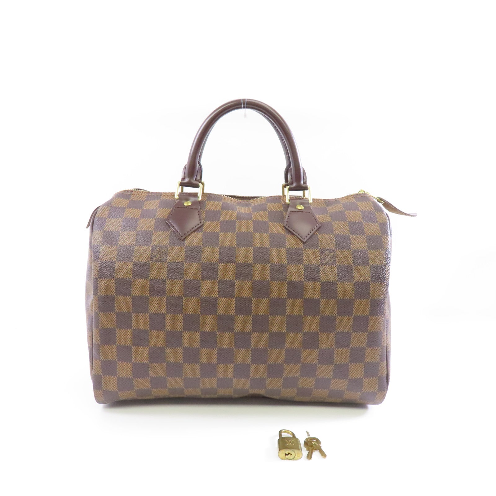 LOUIS VUITTON Damier Speedy 30金扣手挽袋啡色