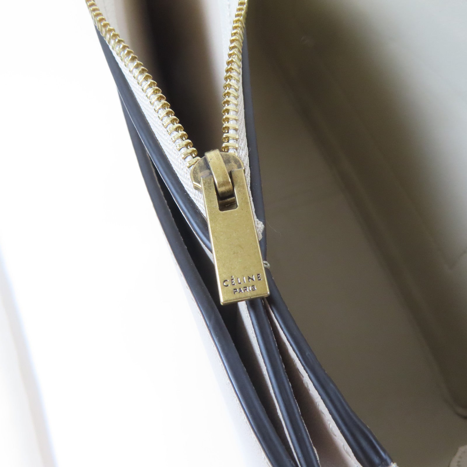 CELINE 牛皮皮革Shoulder Bag金扣肩背袋藍色/米色